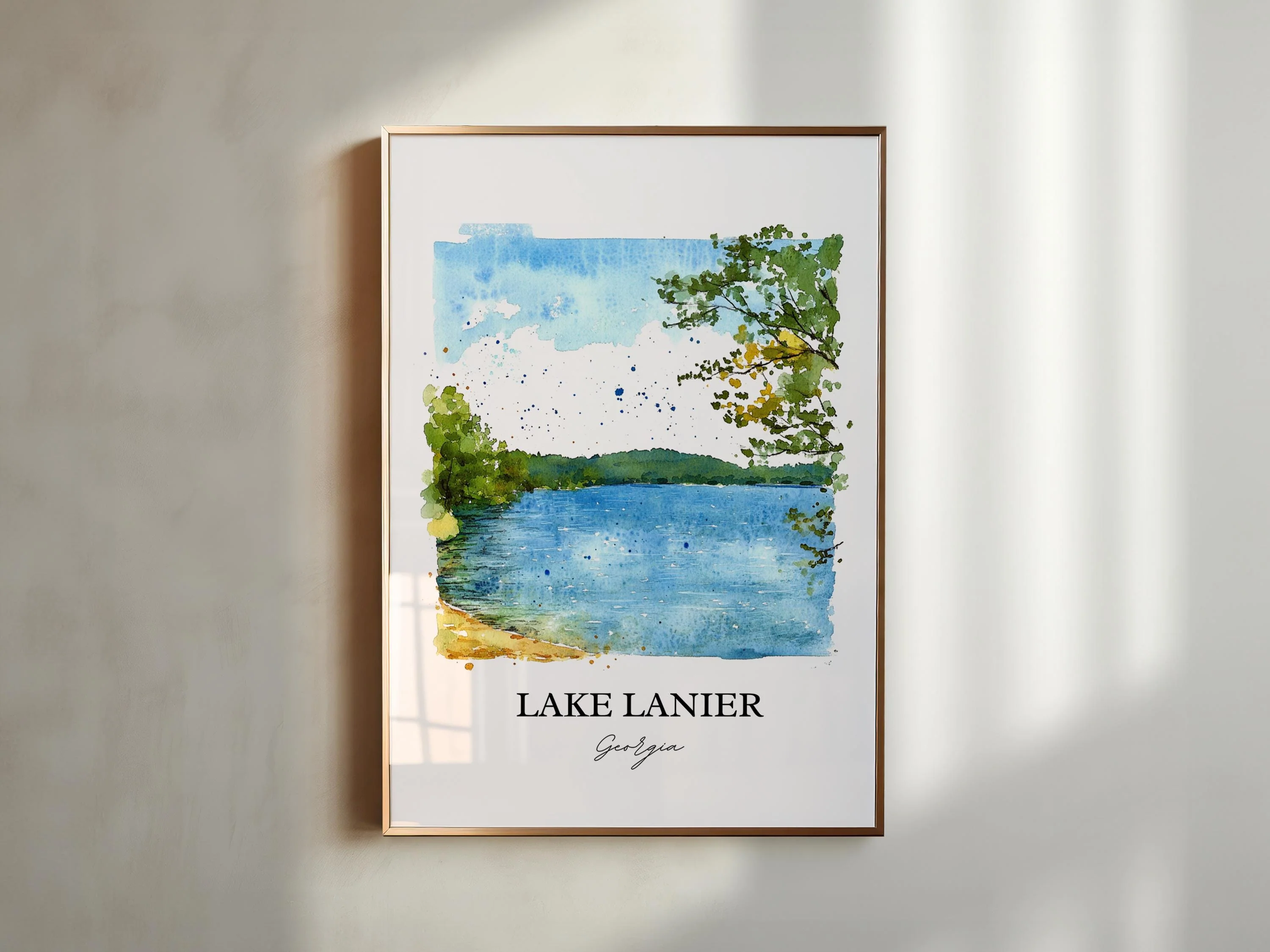 Lake Lanier, USA – Watercolor Art Print - Image 3