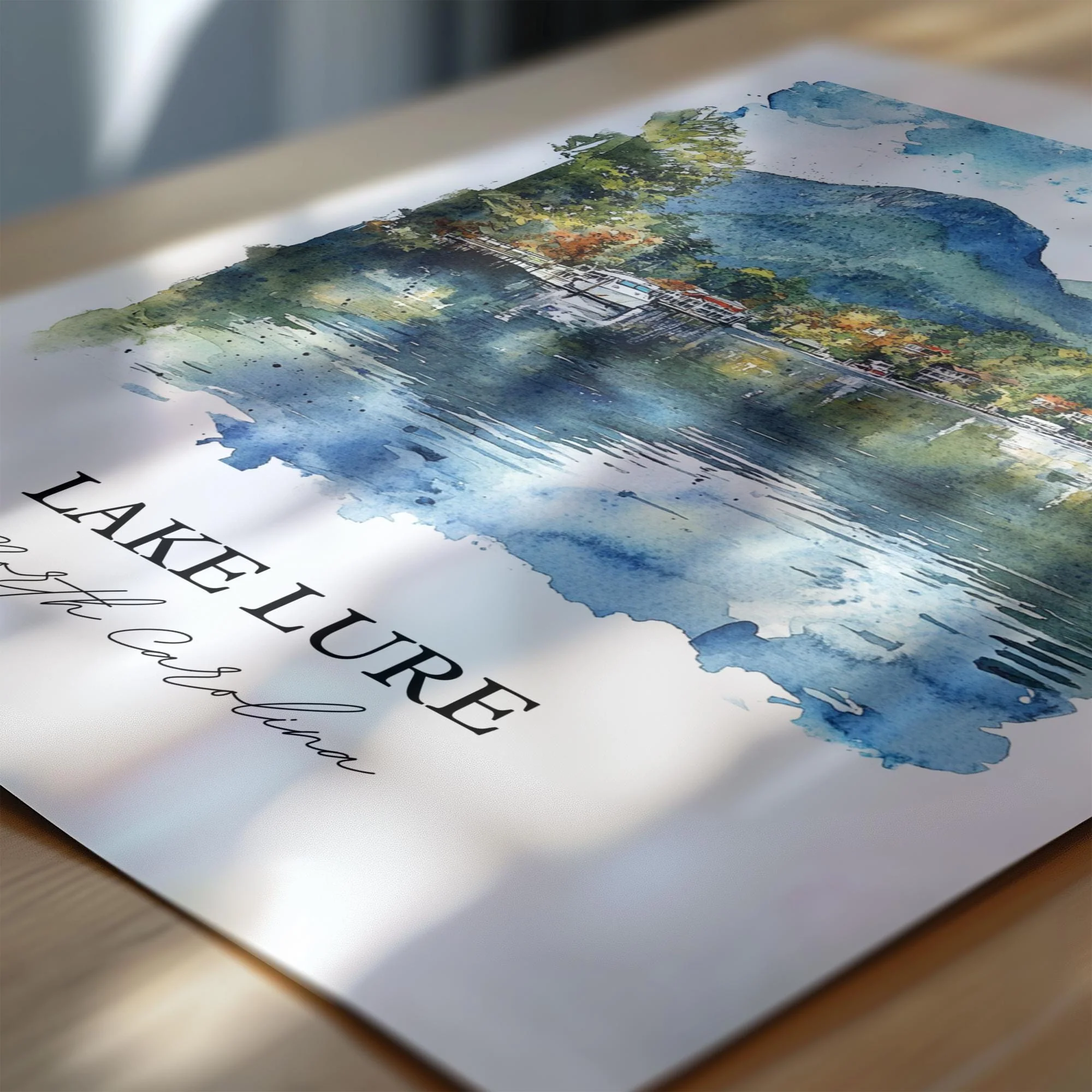 Lake Lure, NC, USA – Watercolor Art Print - Image 2