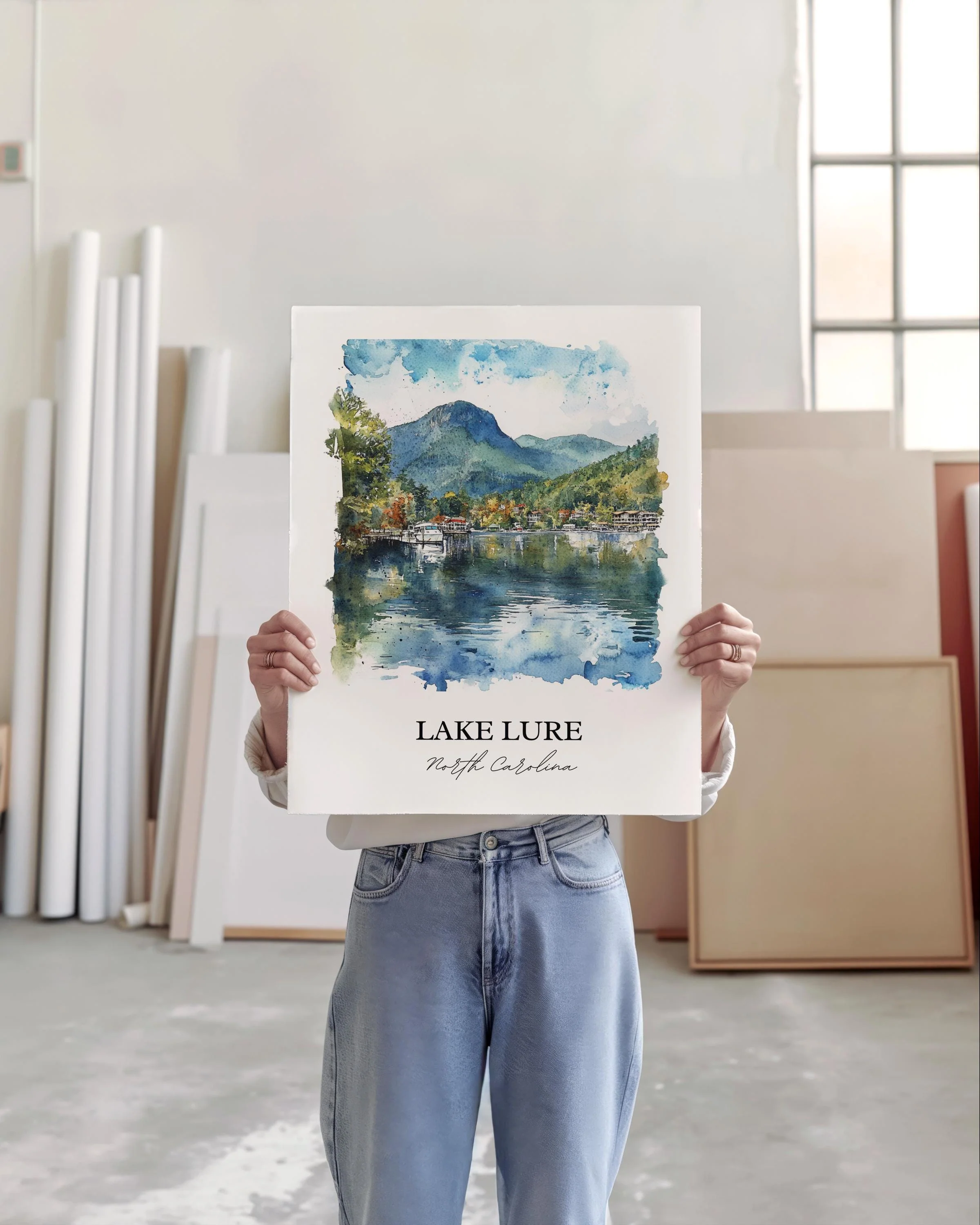 Lake Lure, NC, USA – Watercolor Art Print - Image 3