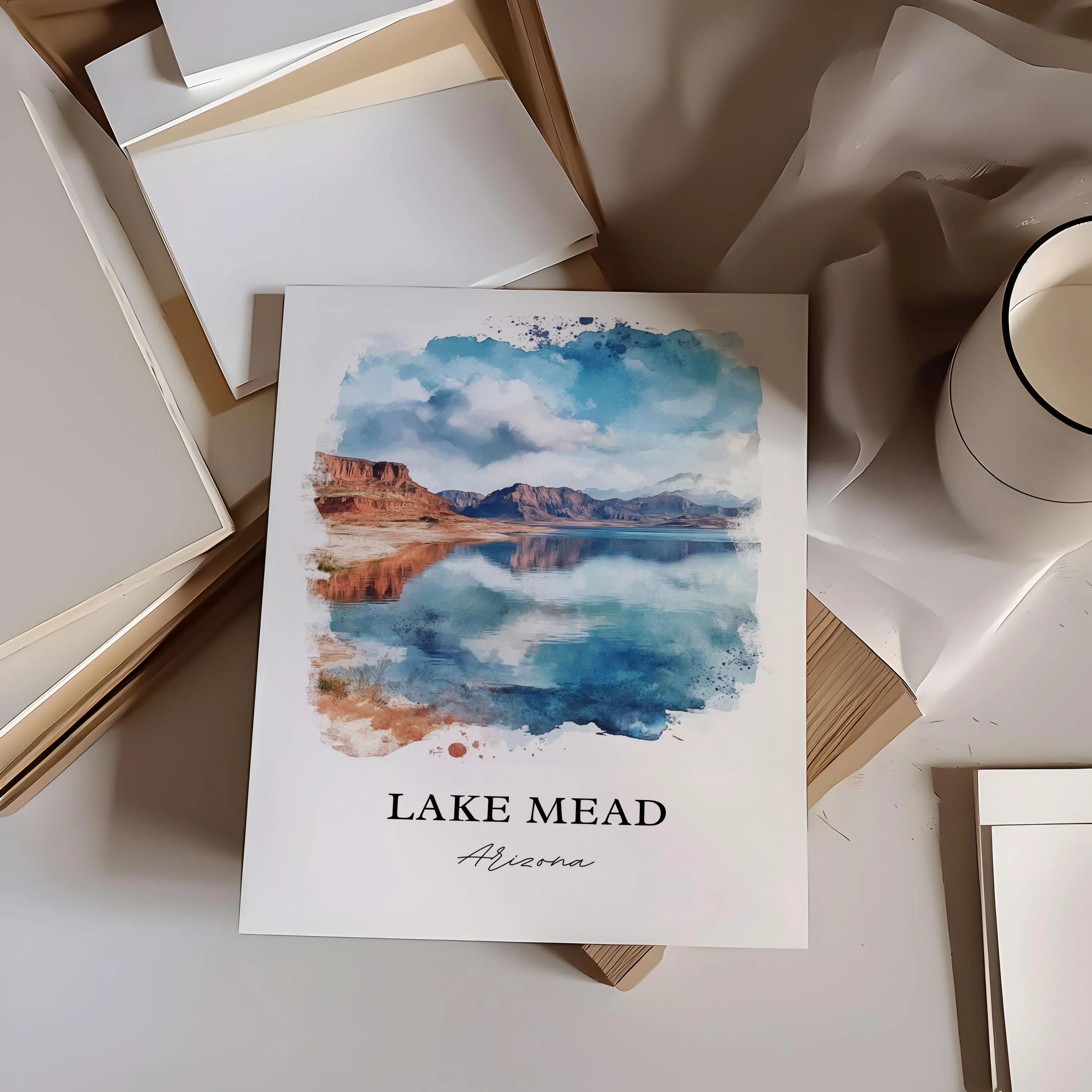 Lake Mead, Nevada – Watercolor Art Print - Image 3