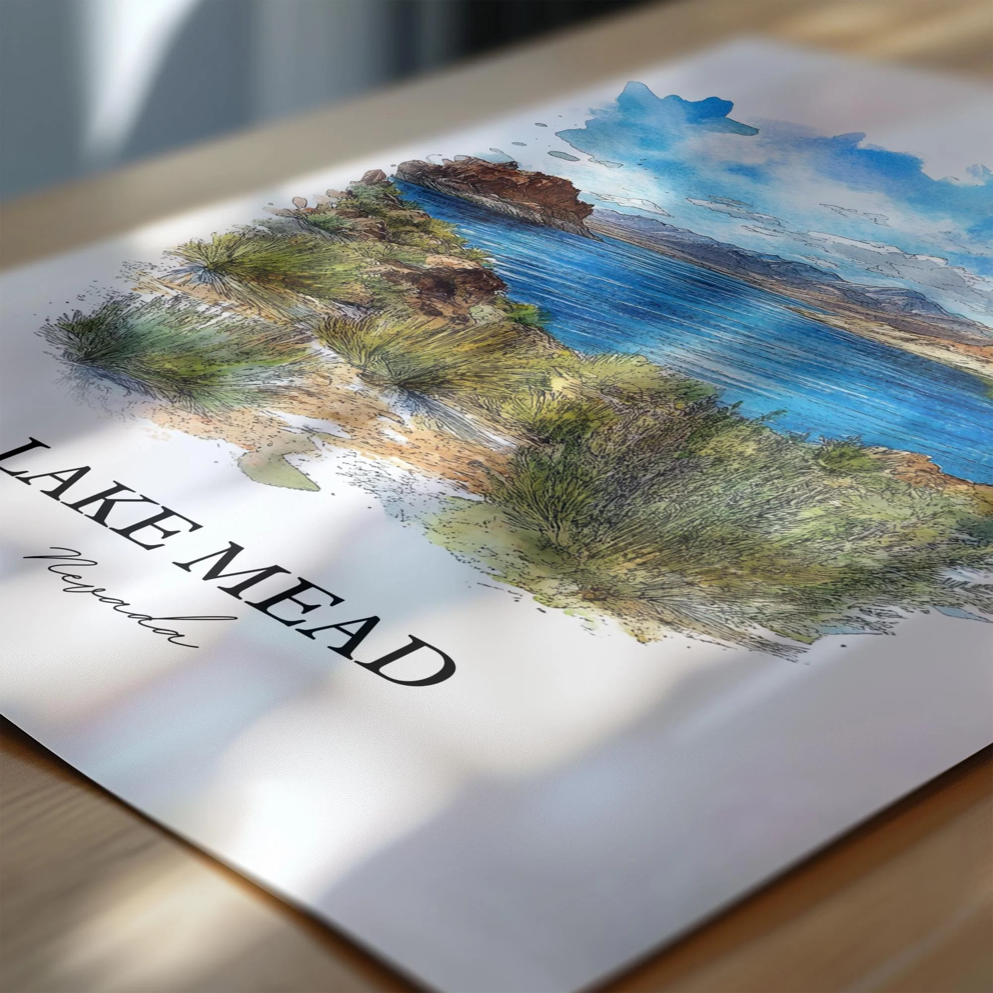 Lake Mead, USA – Watercolor Art Print - Image 2