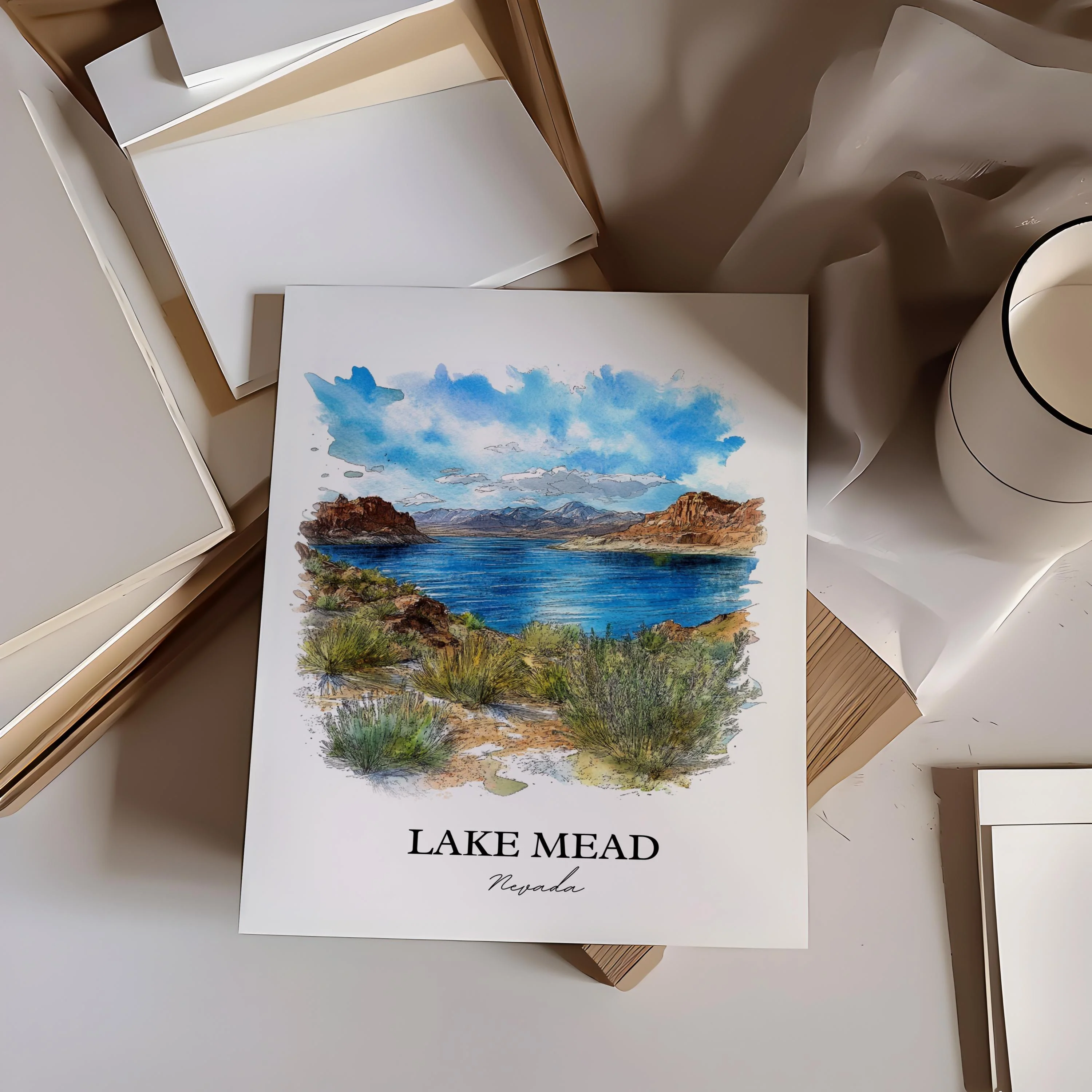Lake Mead, USA – Watercolor Art Print - Image 6