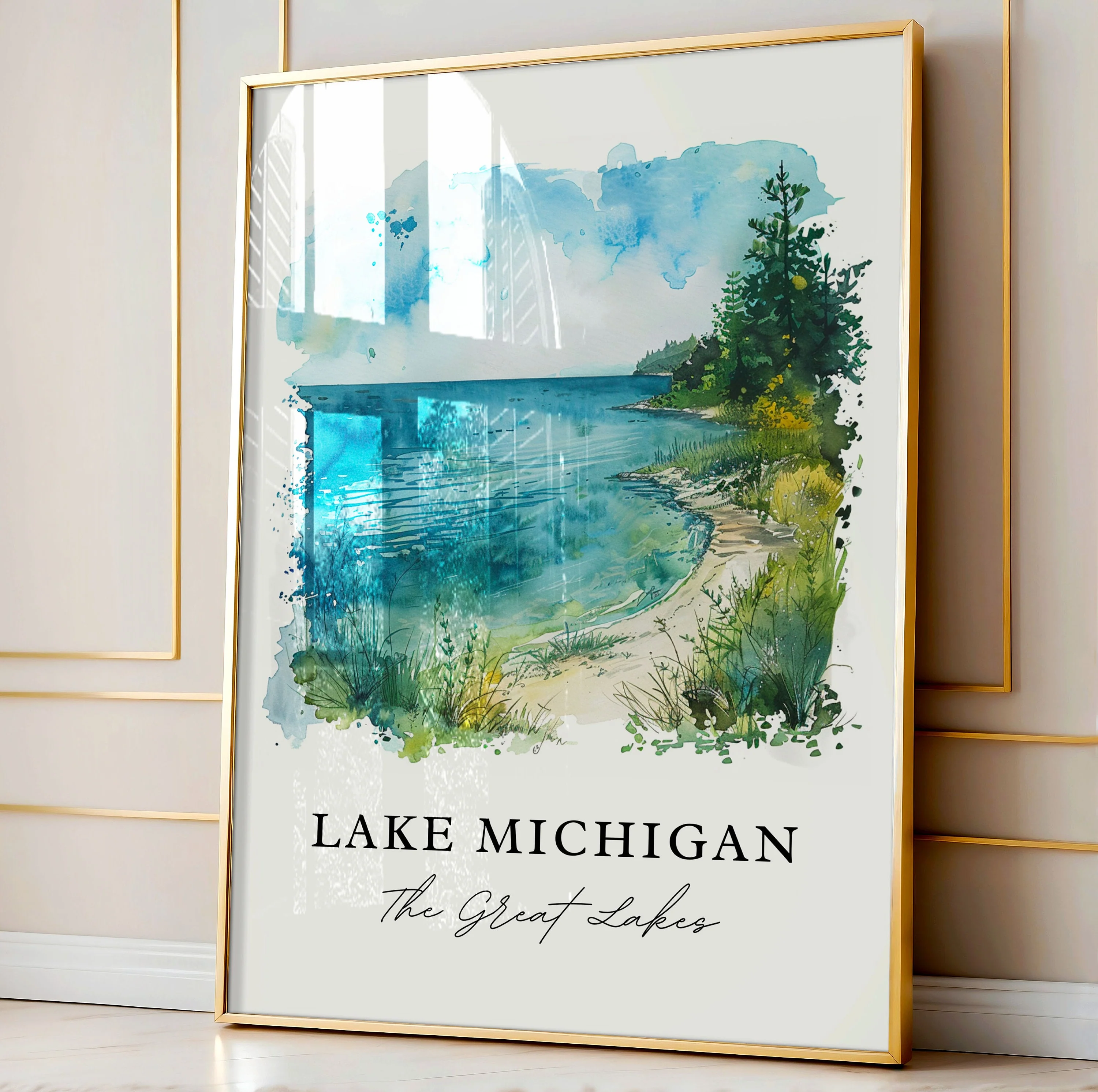 Lake Michigan, Michigan – Watercolor Art Print - Image 2