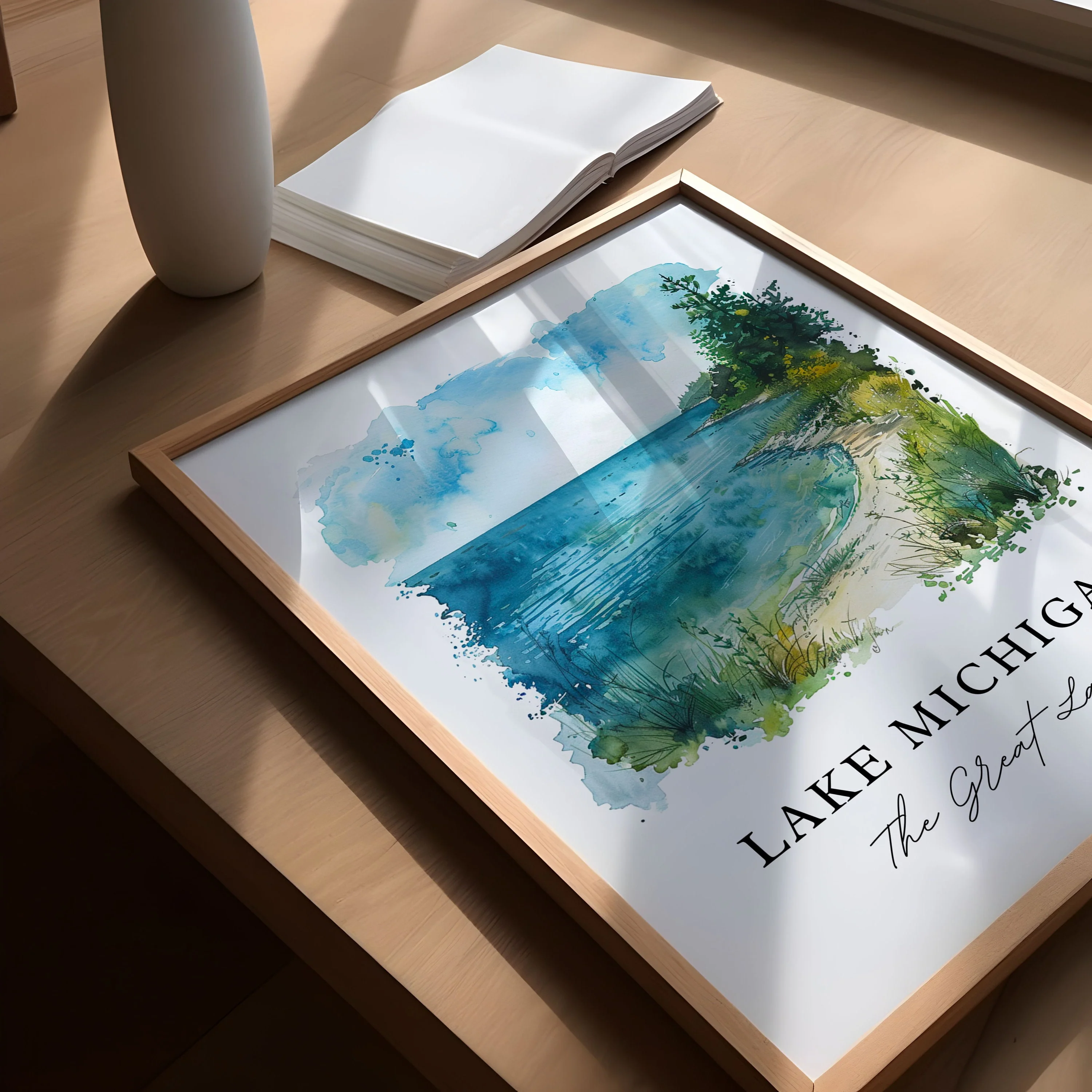 Lake Michigan, Michigan – Watercolor Art Print - Image 4