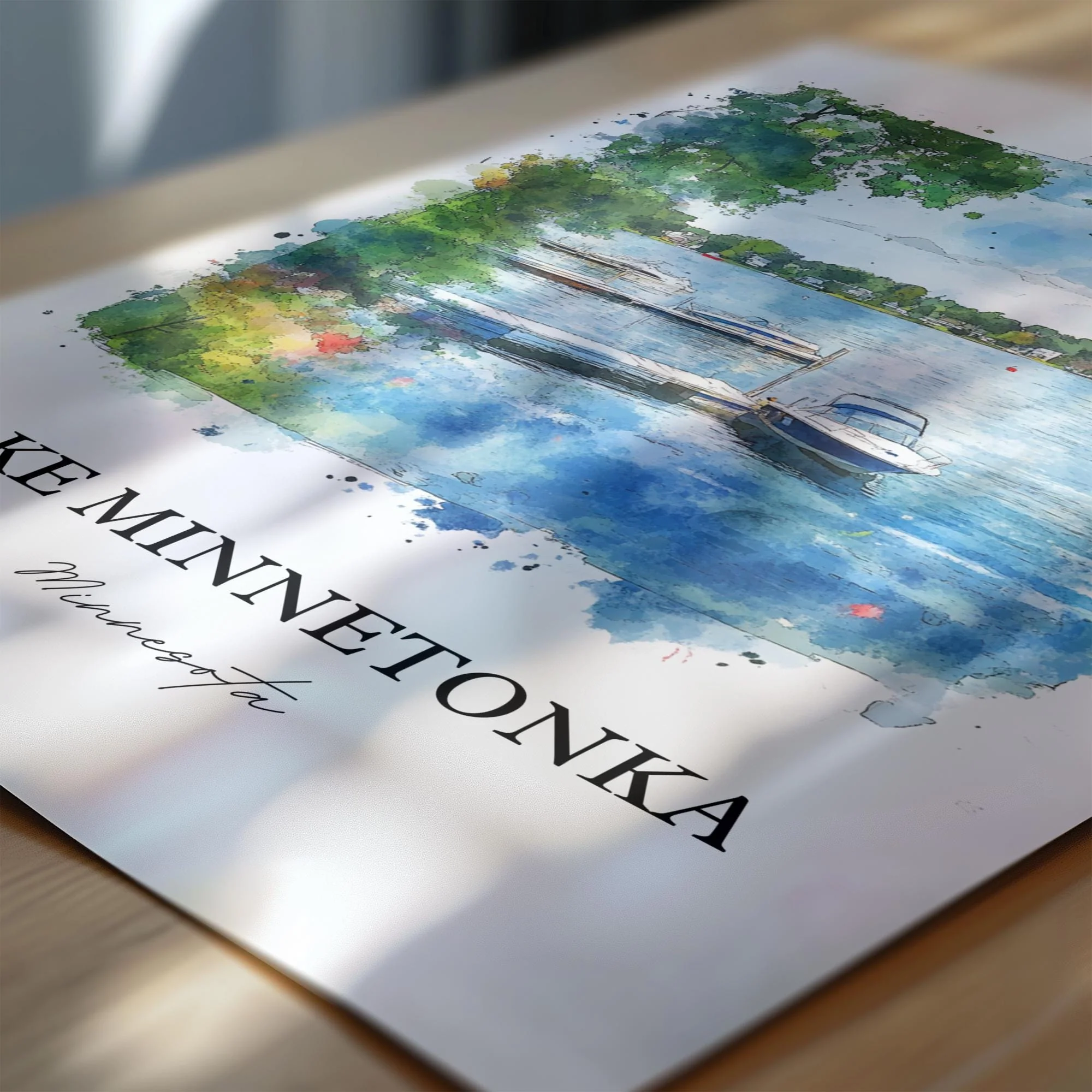 Lake Minnetonka, USA – Watercolor Art Print - Image 2