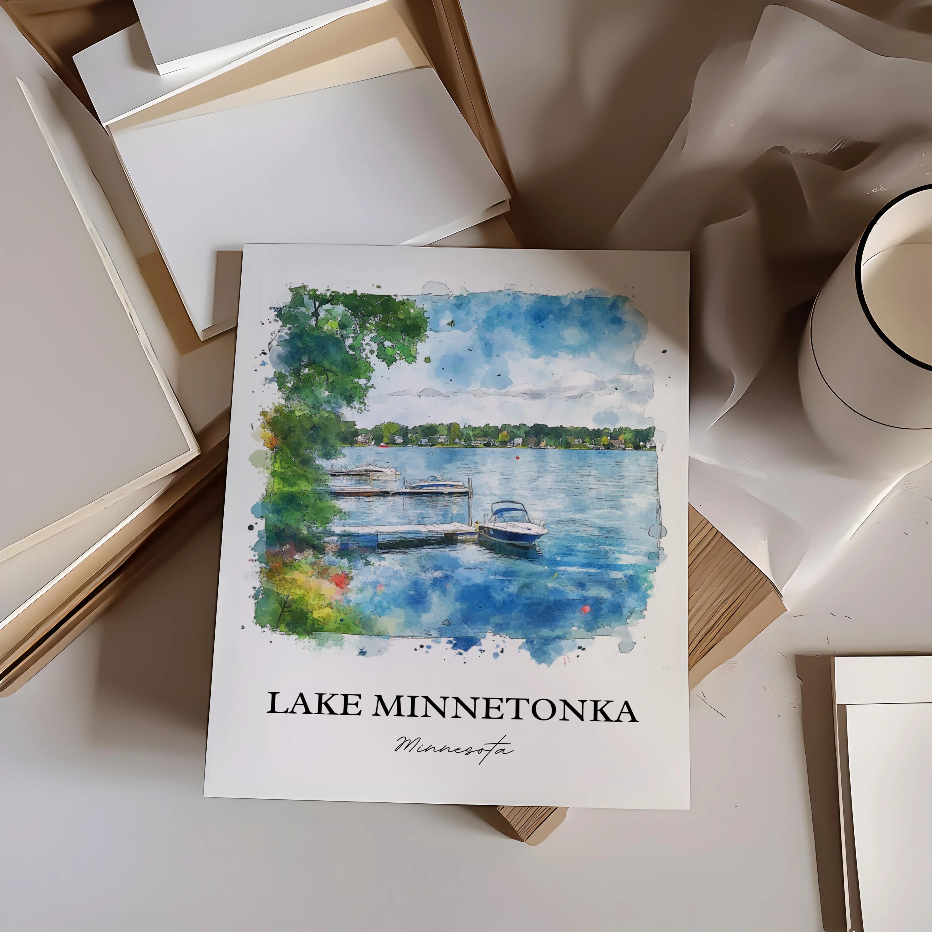 Lake Minnetonka, USA – Watercolor Art Print - Image 6