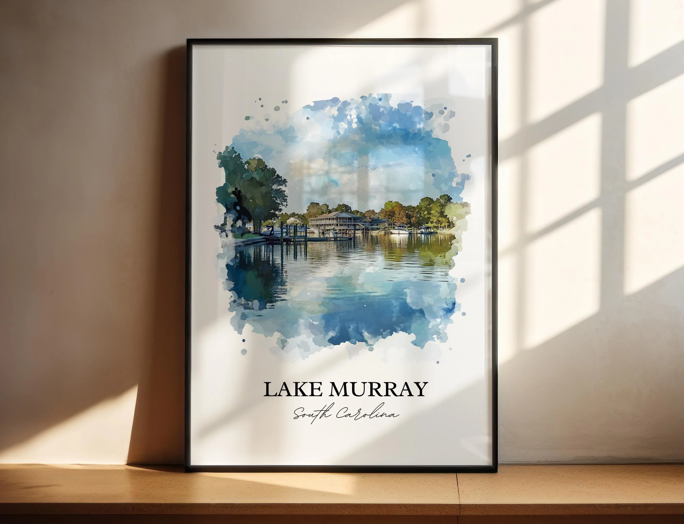 Lake Murray, South Carolina, USA – Watercolor Art Print