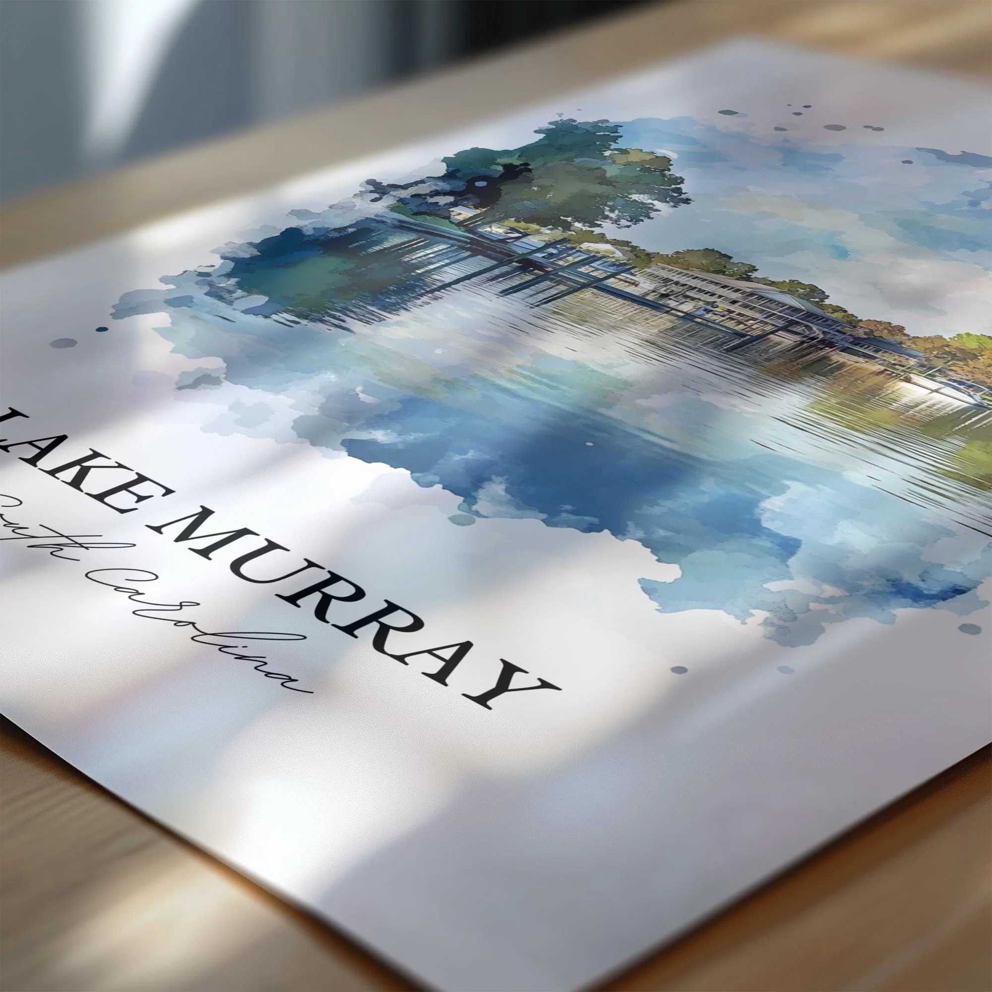 Lake Murray, South Carolina, USA – Watercolor Art Print - Image 2