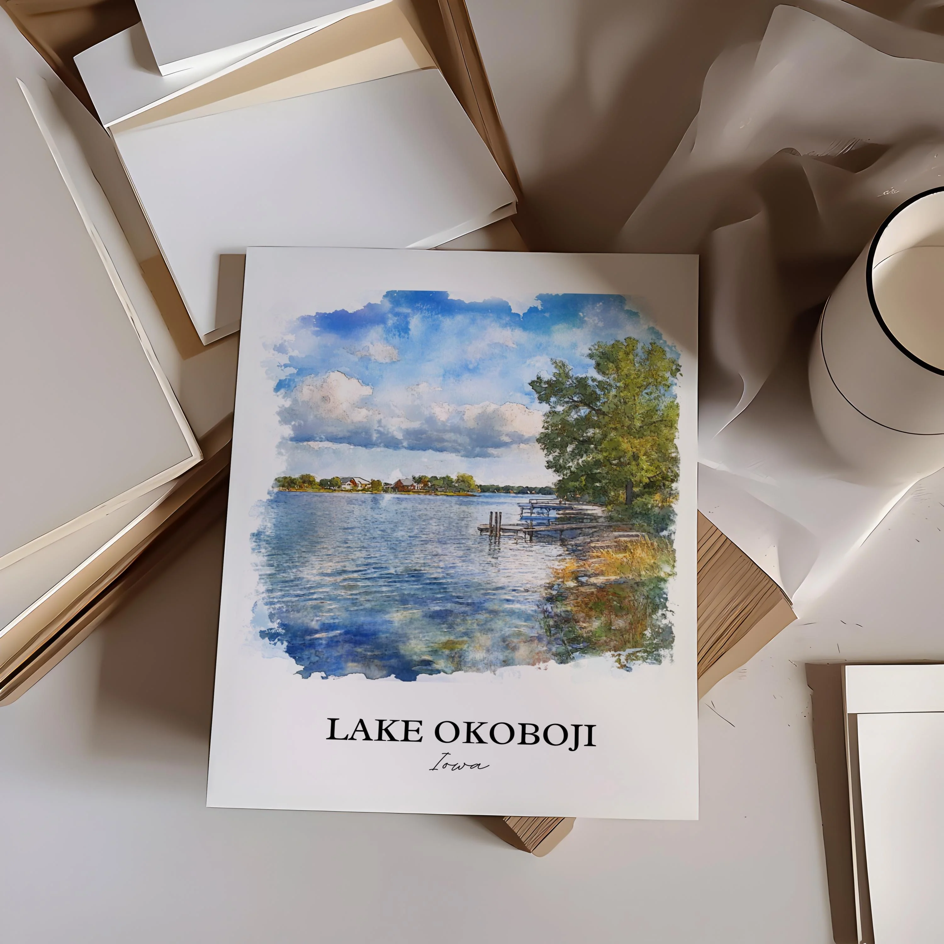 Lake Okoboji, USA – Watercolor Art Print - Image 5