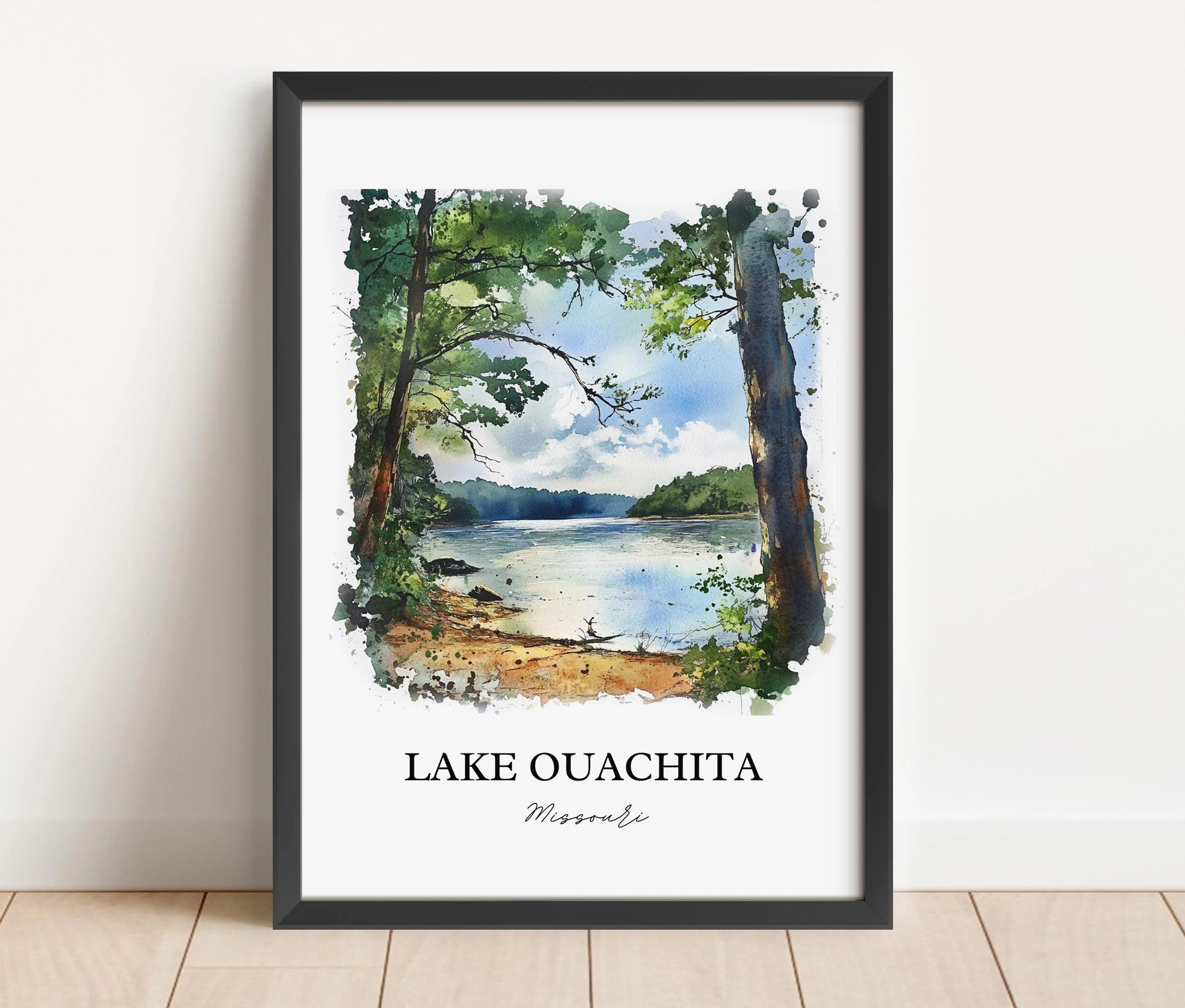 Lake Ouachita, Arkansas, USA – Watercolor Art Print