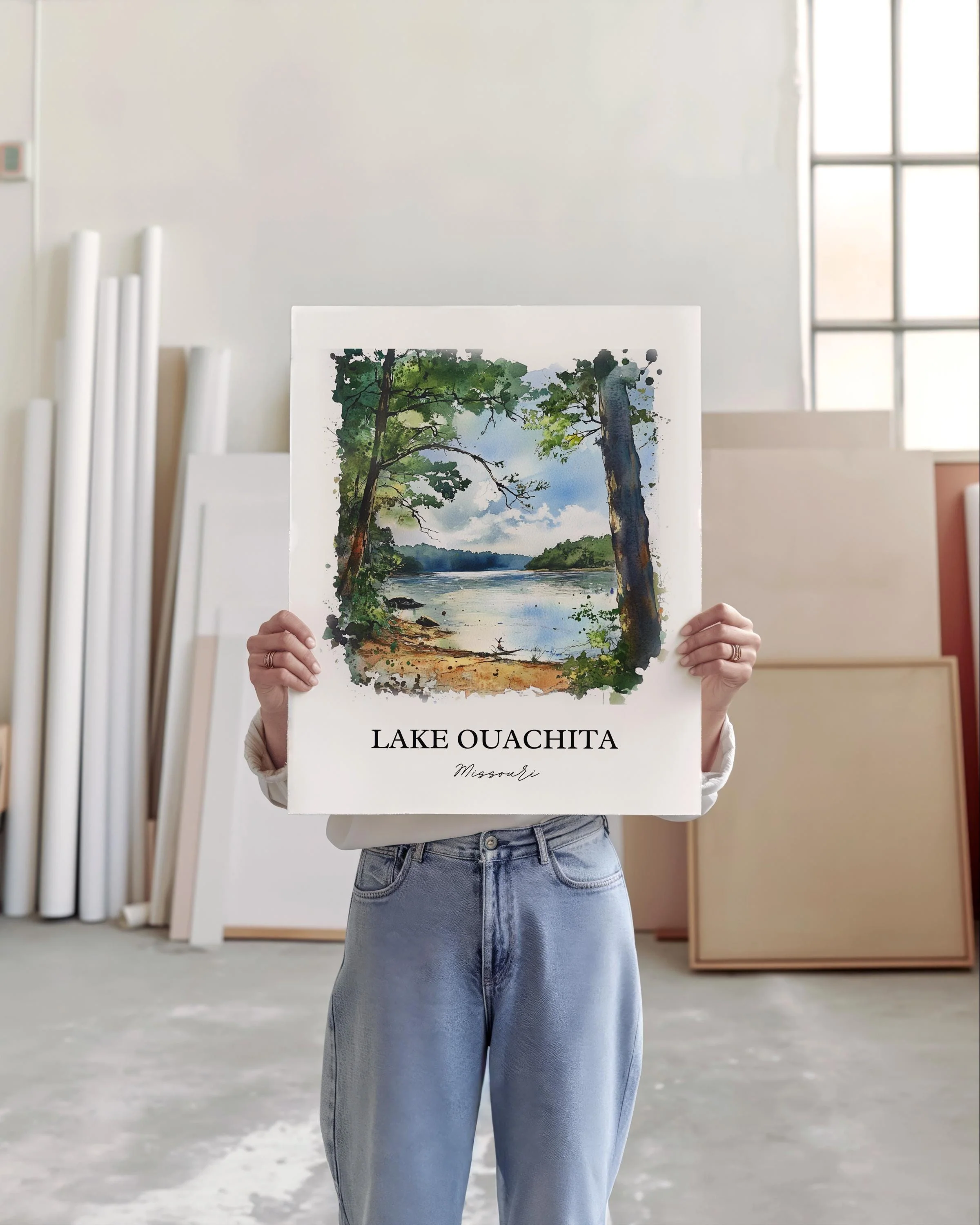 Lake Ouachita, Arkansas, USA – Watercolor Art Print - Image 2