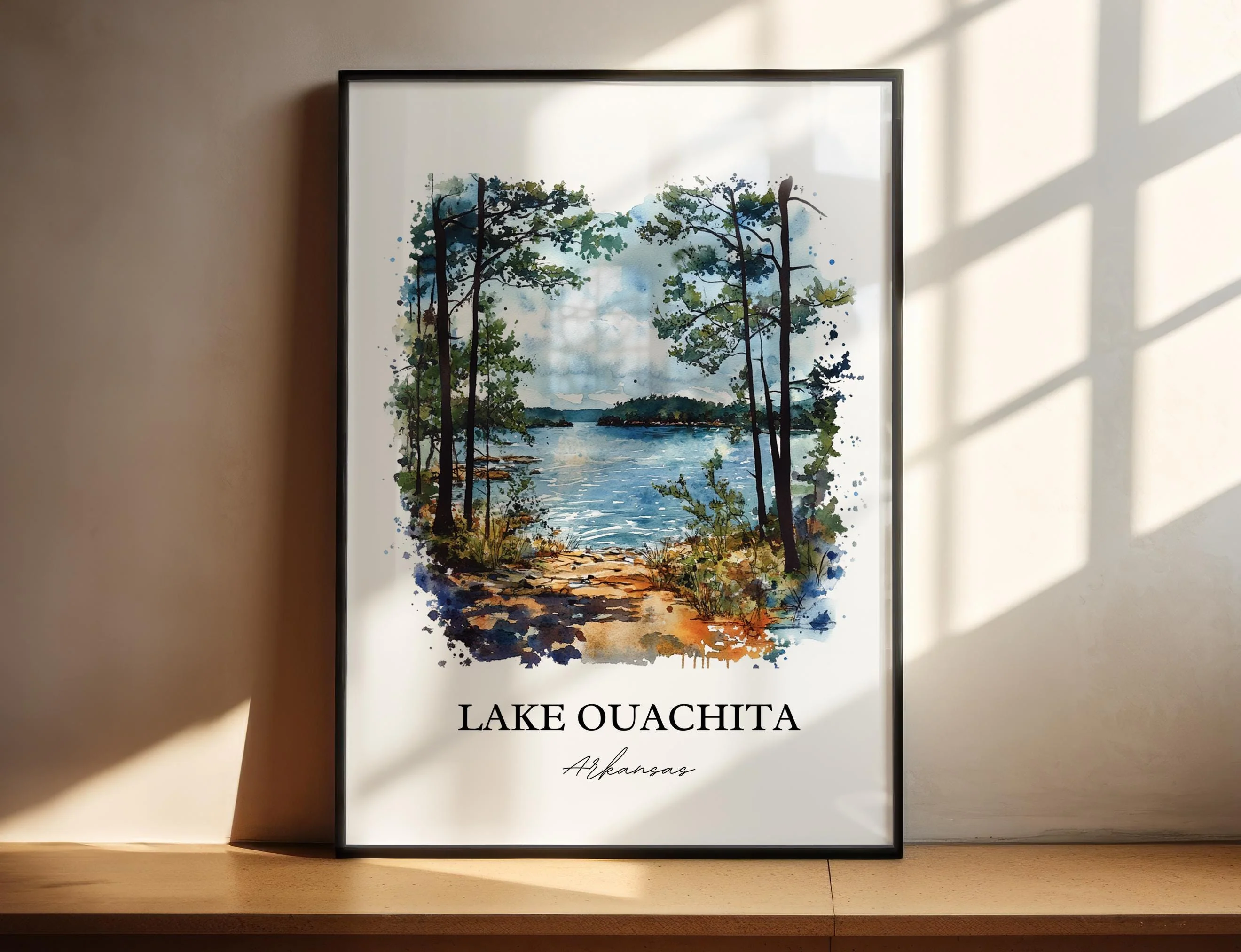 Lake Ouachita, Arkansas, USA – Watercolor Art Print