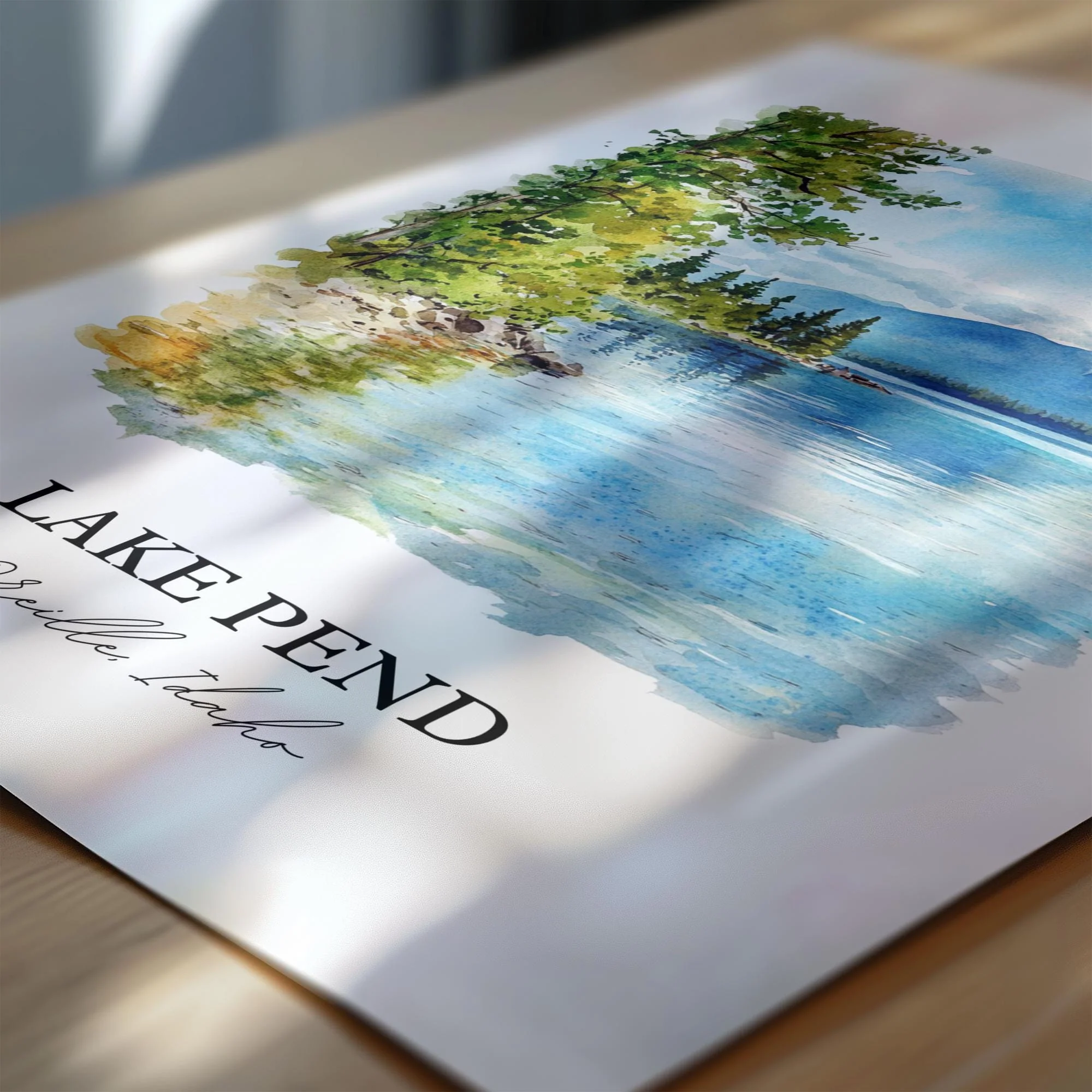 Lake Pend Oreille, United States – Watercolor Art Print - Image 2