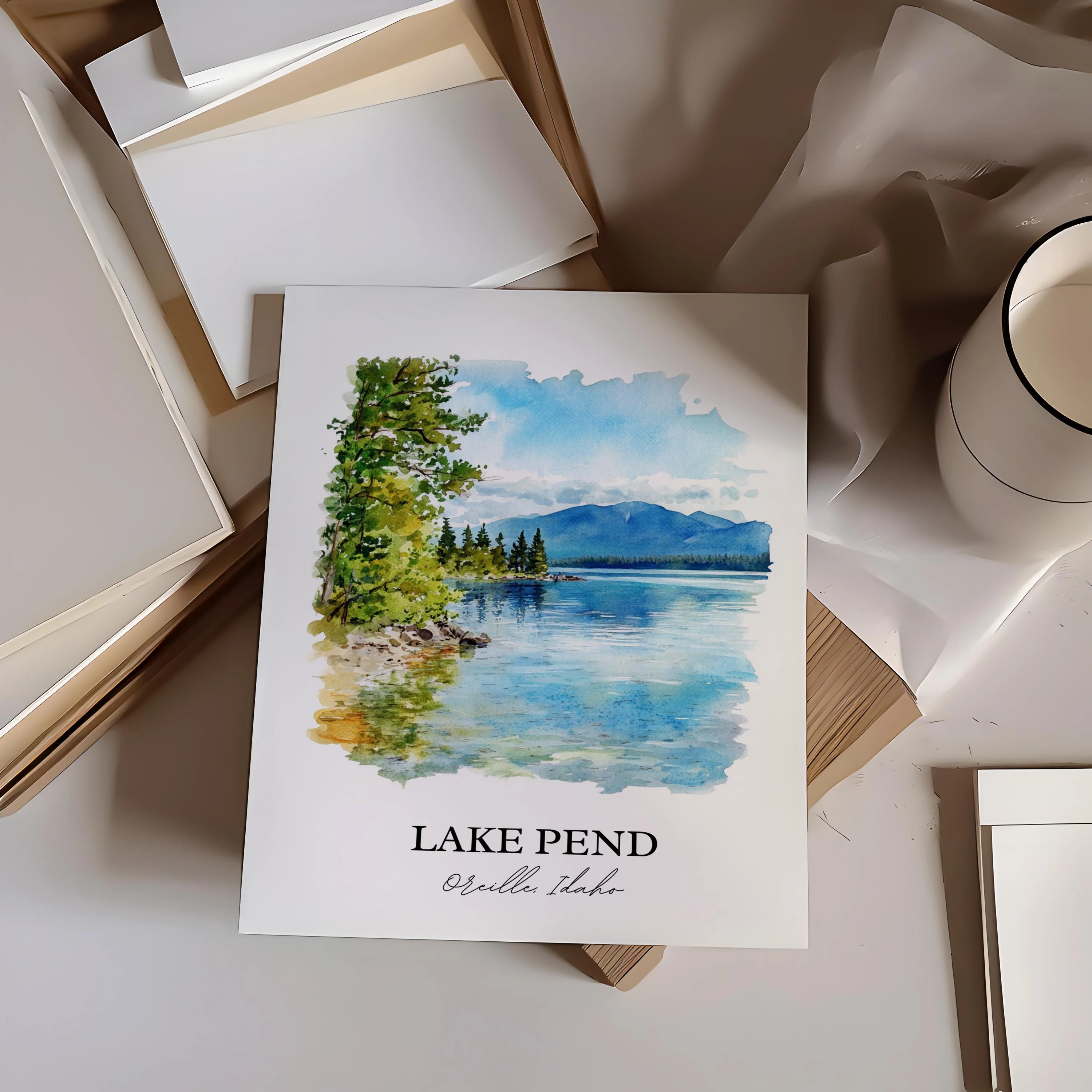 Lake Pend Oreille, United States – Watercolor Art Print - Image 5