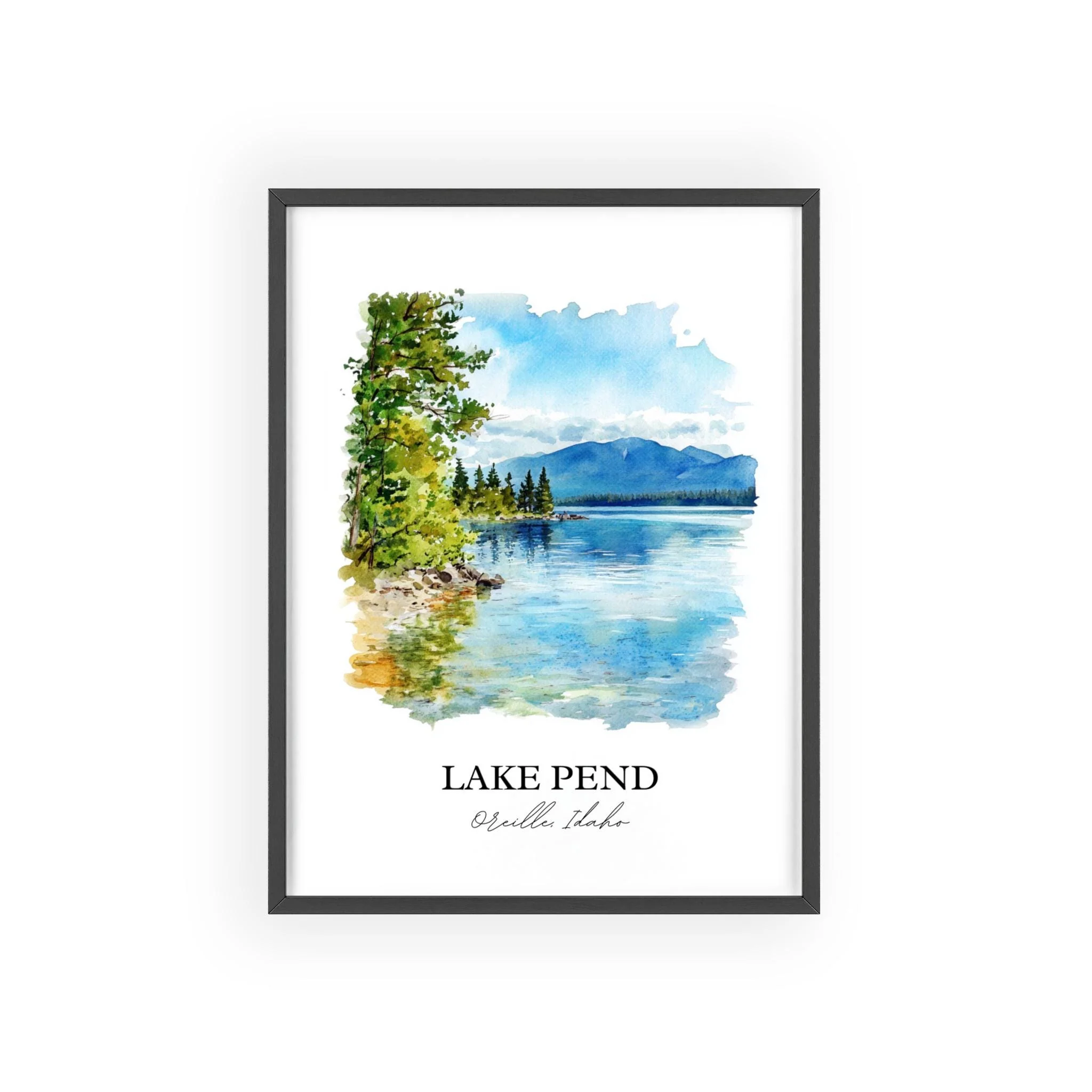 Lake Pend Oreille, United States – Watercolor Art Print - Image 7