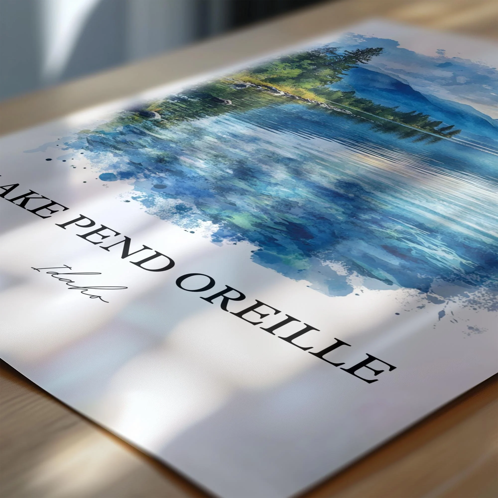 Lake Pend Oreille, Idaho, Idaho – Watercolor Art Print - Image 2