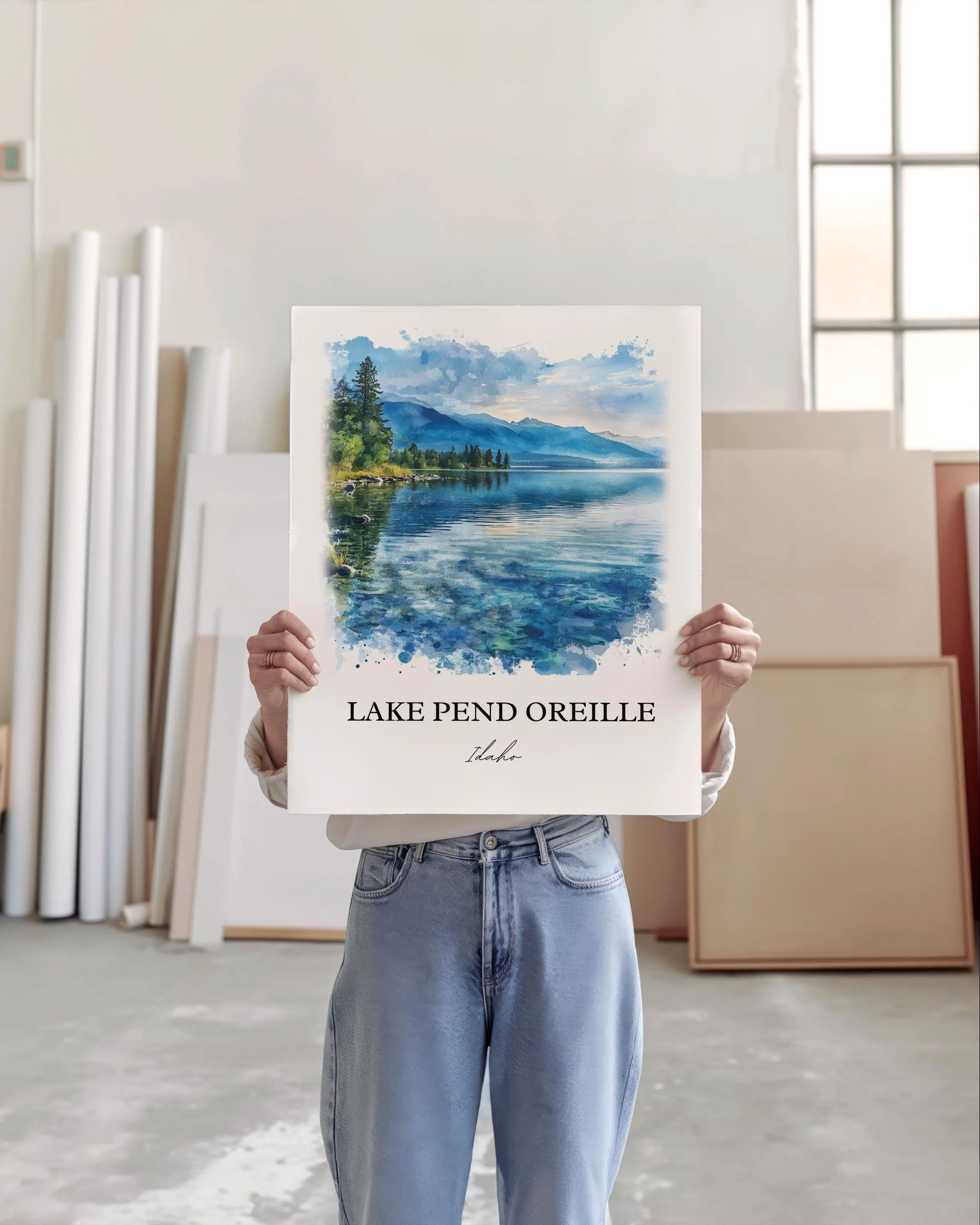 Lake Pend Oreille, Idaho, Idaho – Watercolor Art Print - Image 3