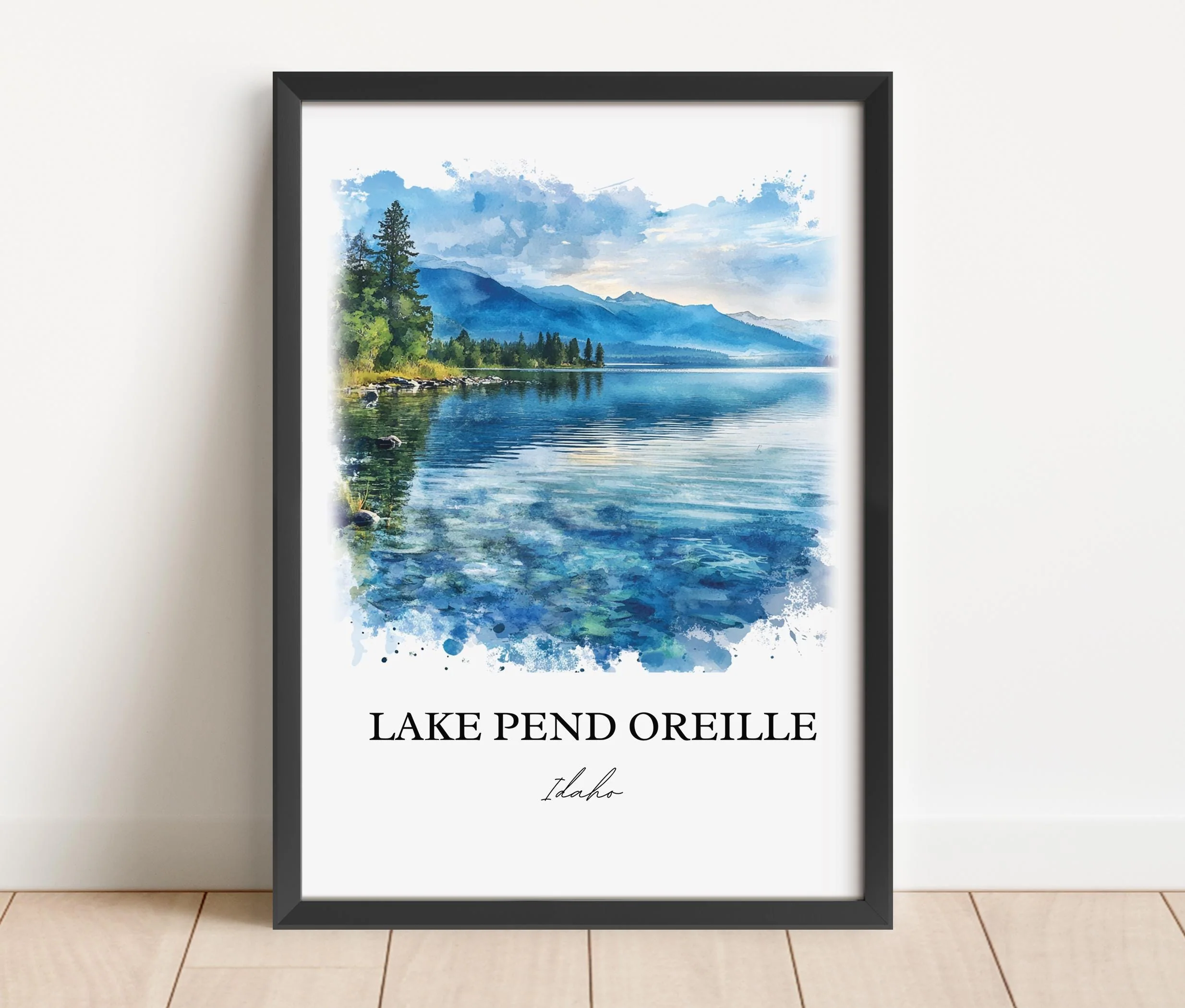 Lake Pend Oreille, Idaho, Idaho – Watercolor Art Print - Image 5