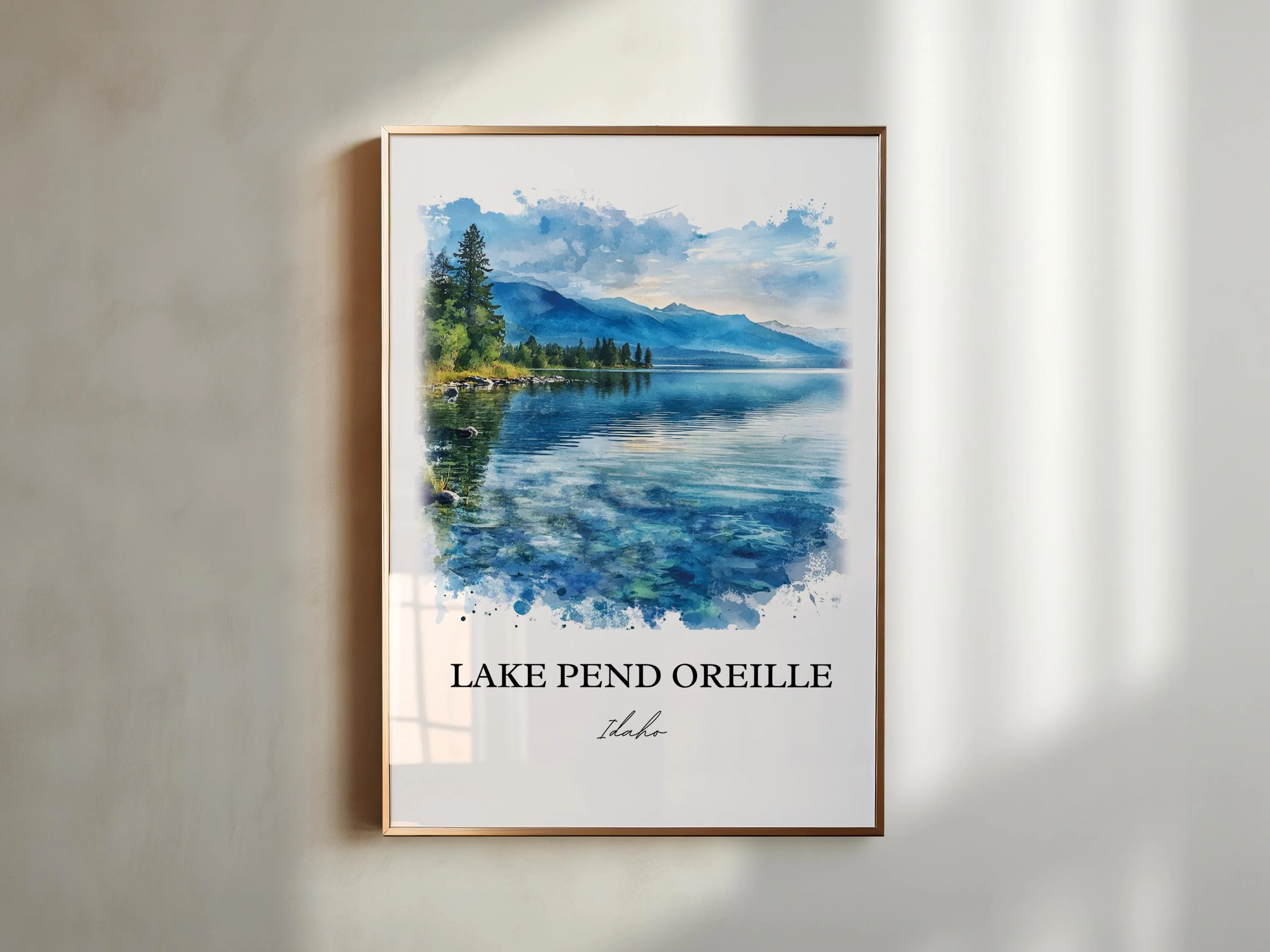 Lake Pend Oreille, Idaho, Idaho – Watercolor Art Print - Image 6