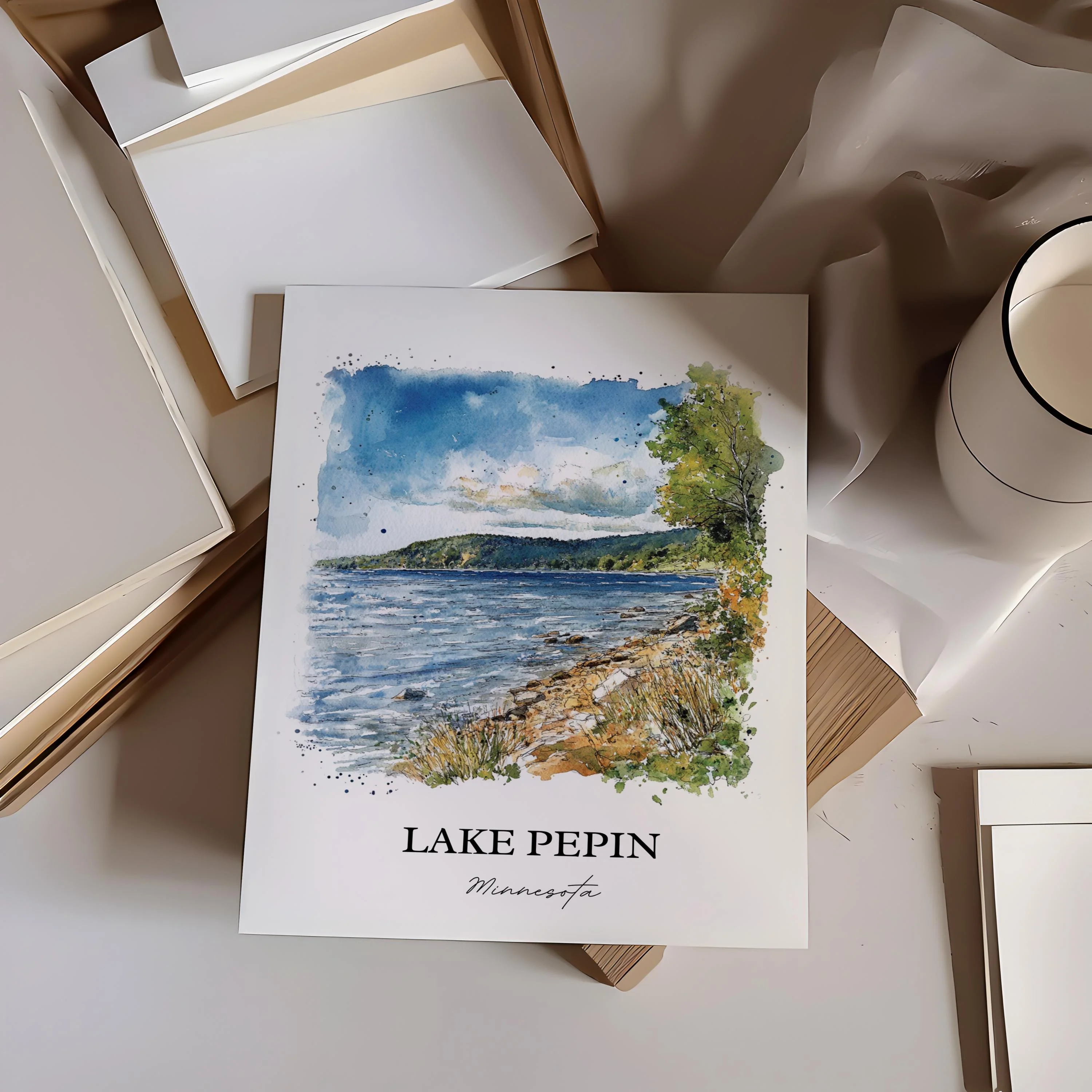 Lake Pepin, MN, USA – Watercolor Art Print - Image 6