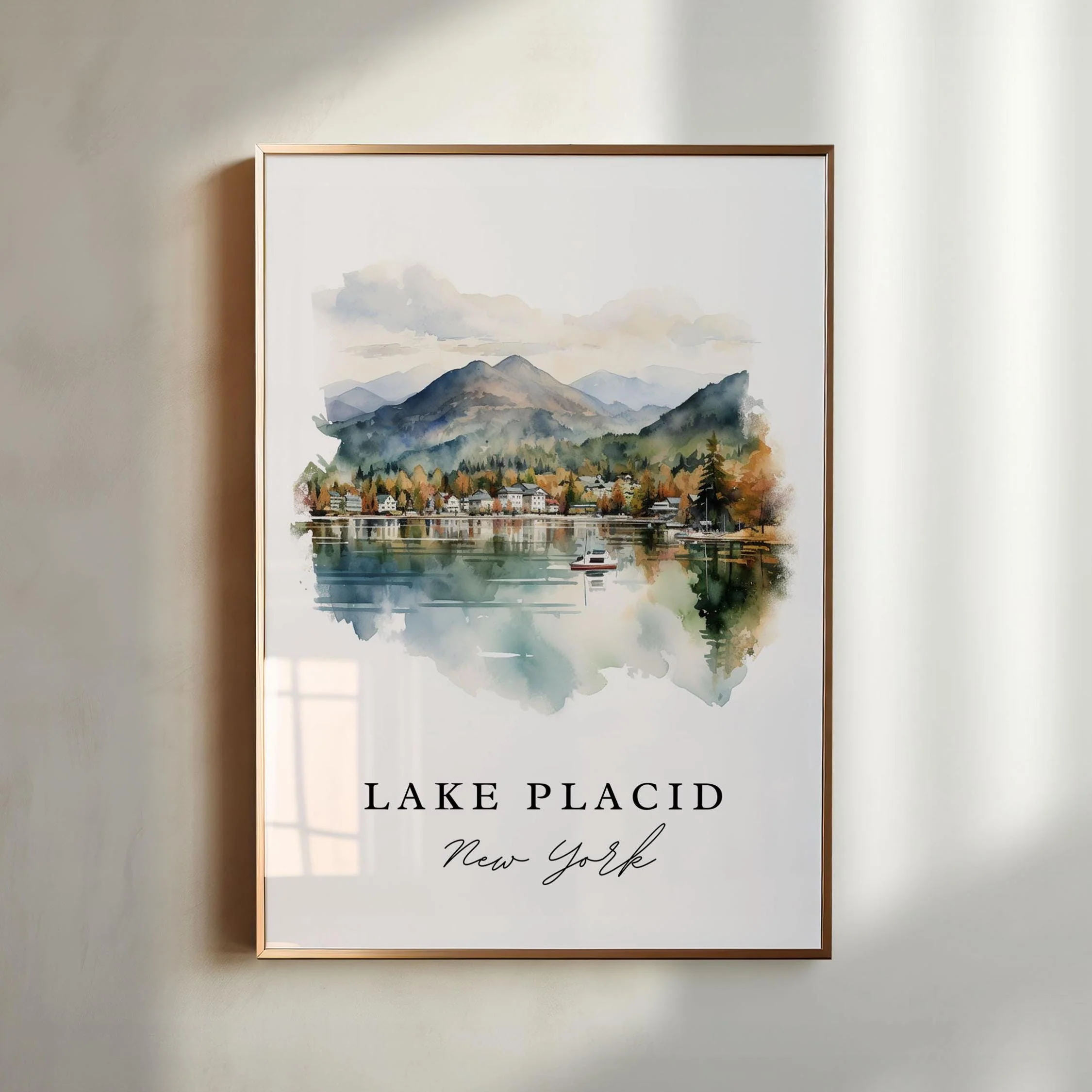 Lake Placid, NY, USA – Watercolor Art Print