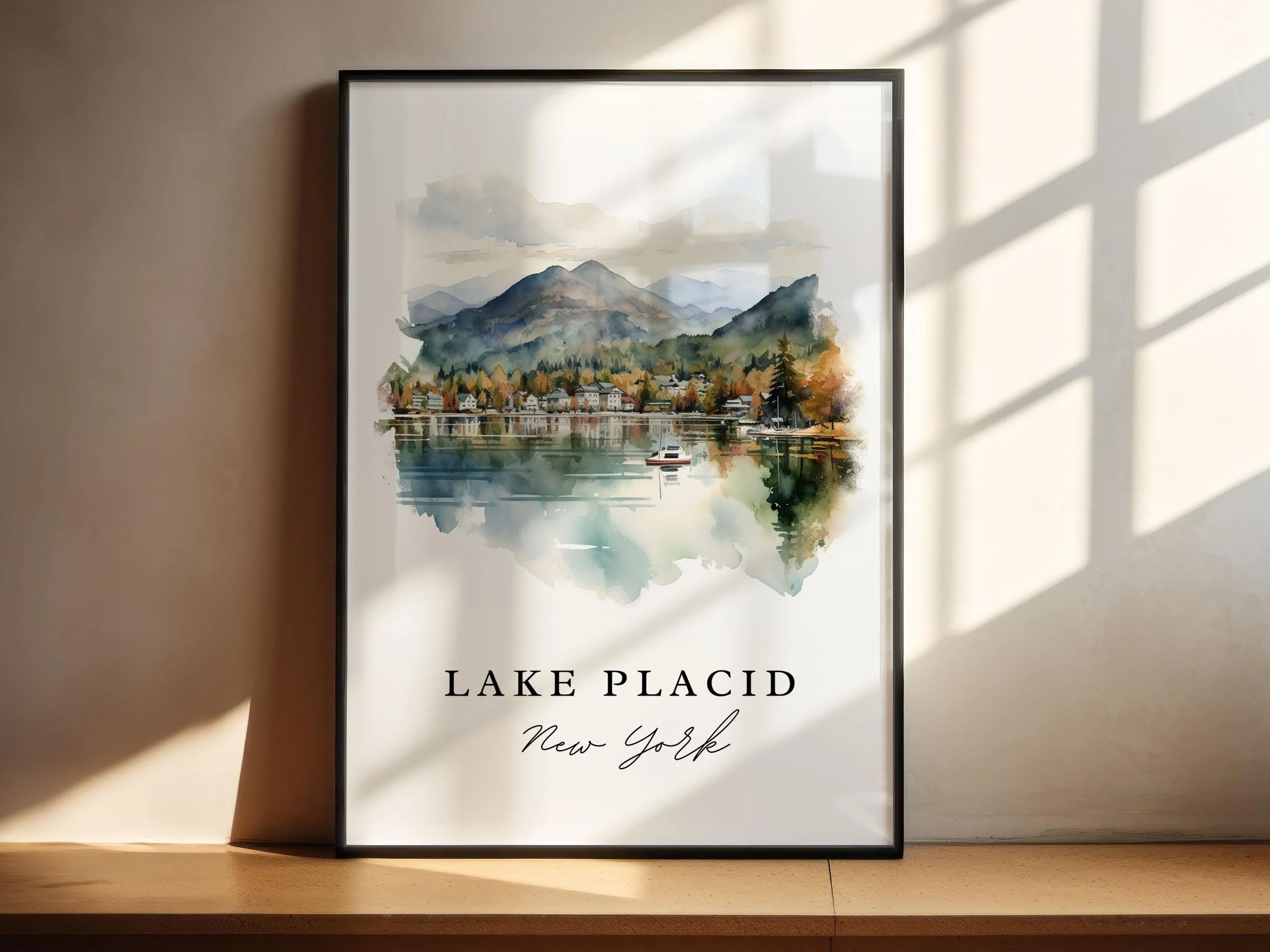 Lake Placid, NY, USA – Watercolor Art Print - Image 4