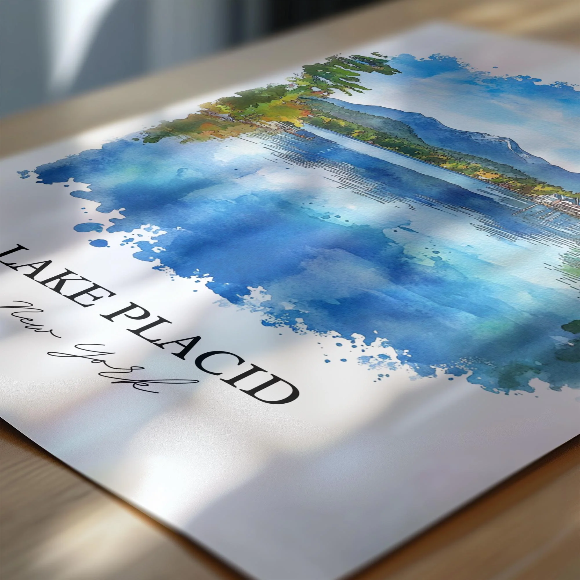 Lake Placid, NY, USA – Watercolor Art Print - Image 2