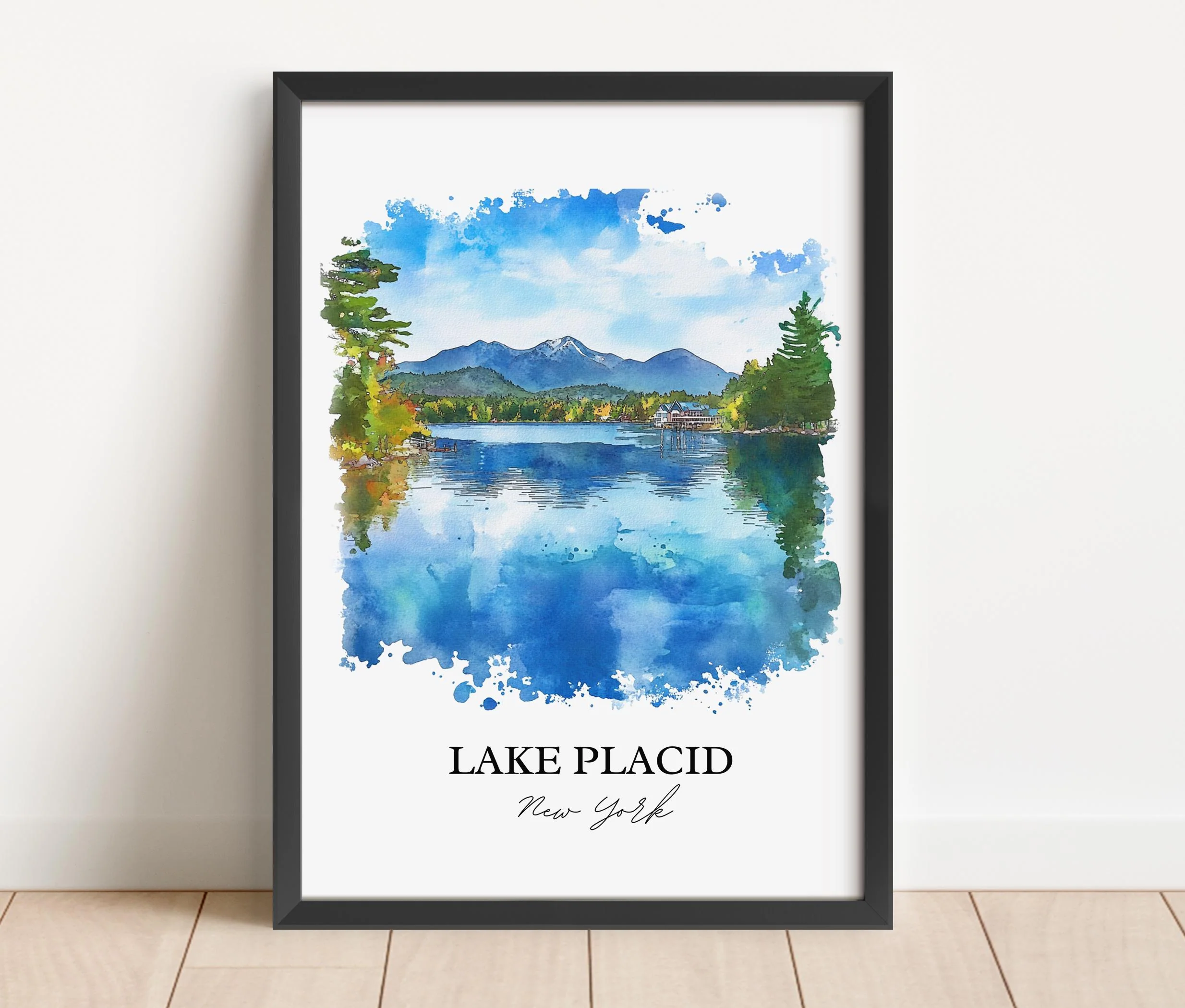 Lake Placid, NY, USA – Watercolor Art Print - Image 5