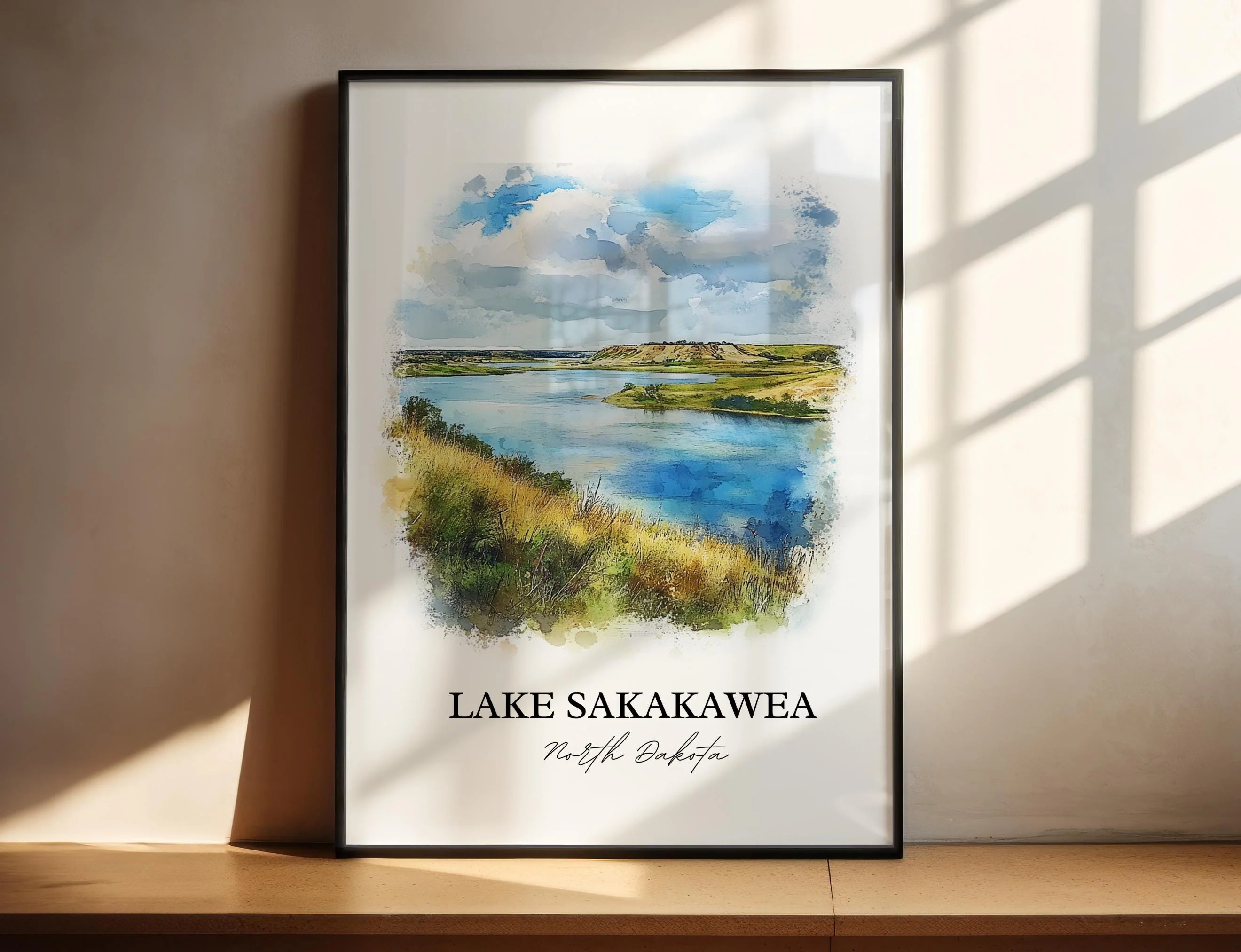 Lake Sakakawea, USA – Watercolor Art Print