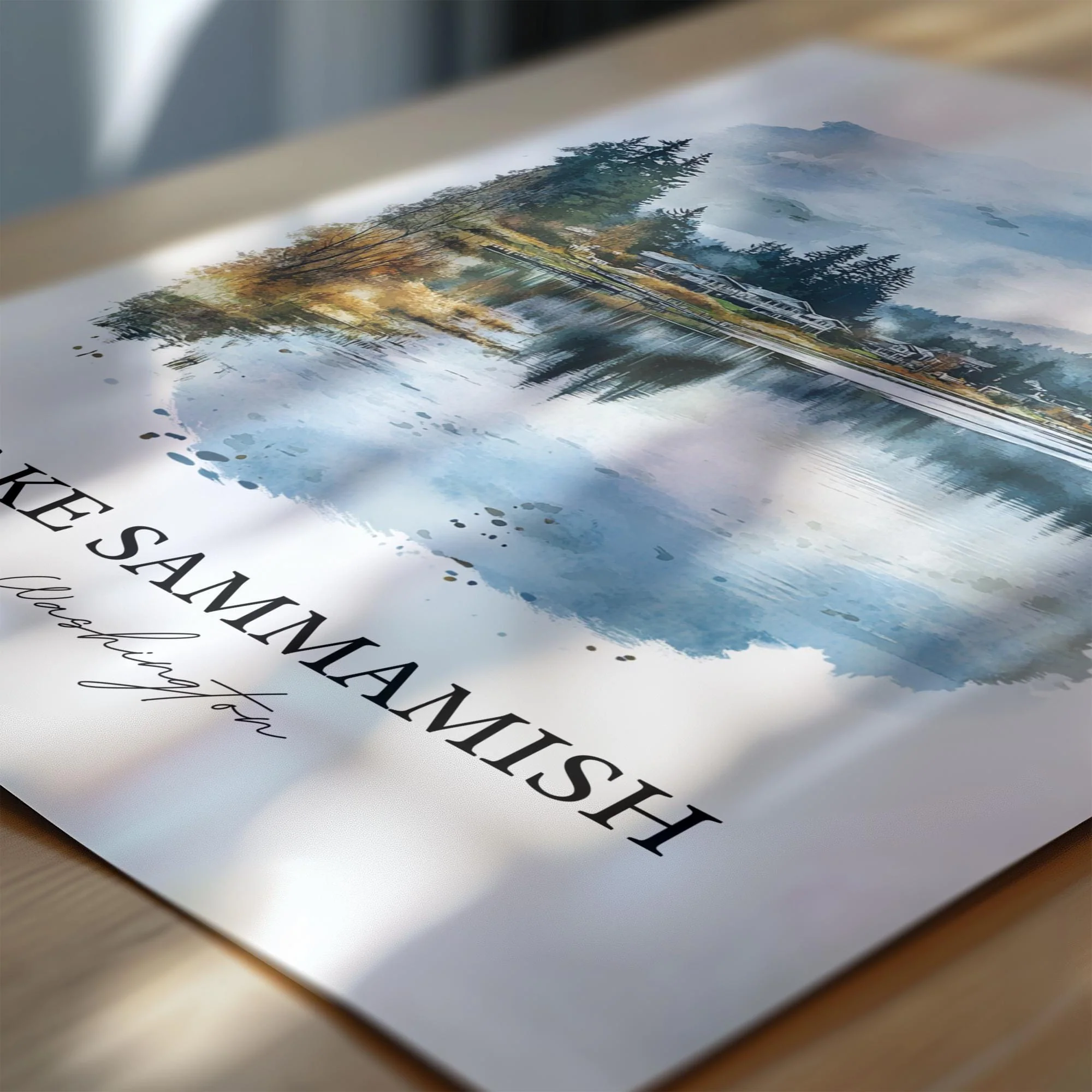 Lake Sammamish, USA – Watercolor Art Print - Image 2