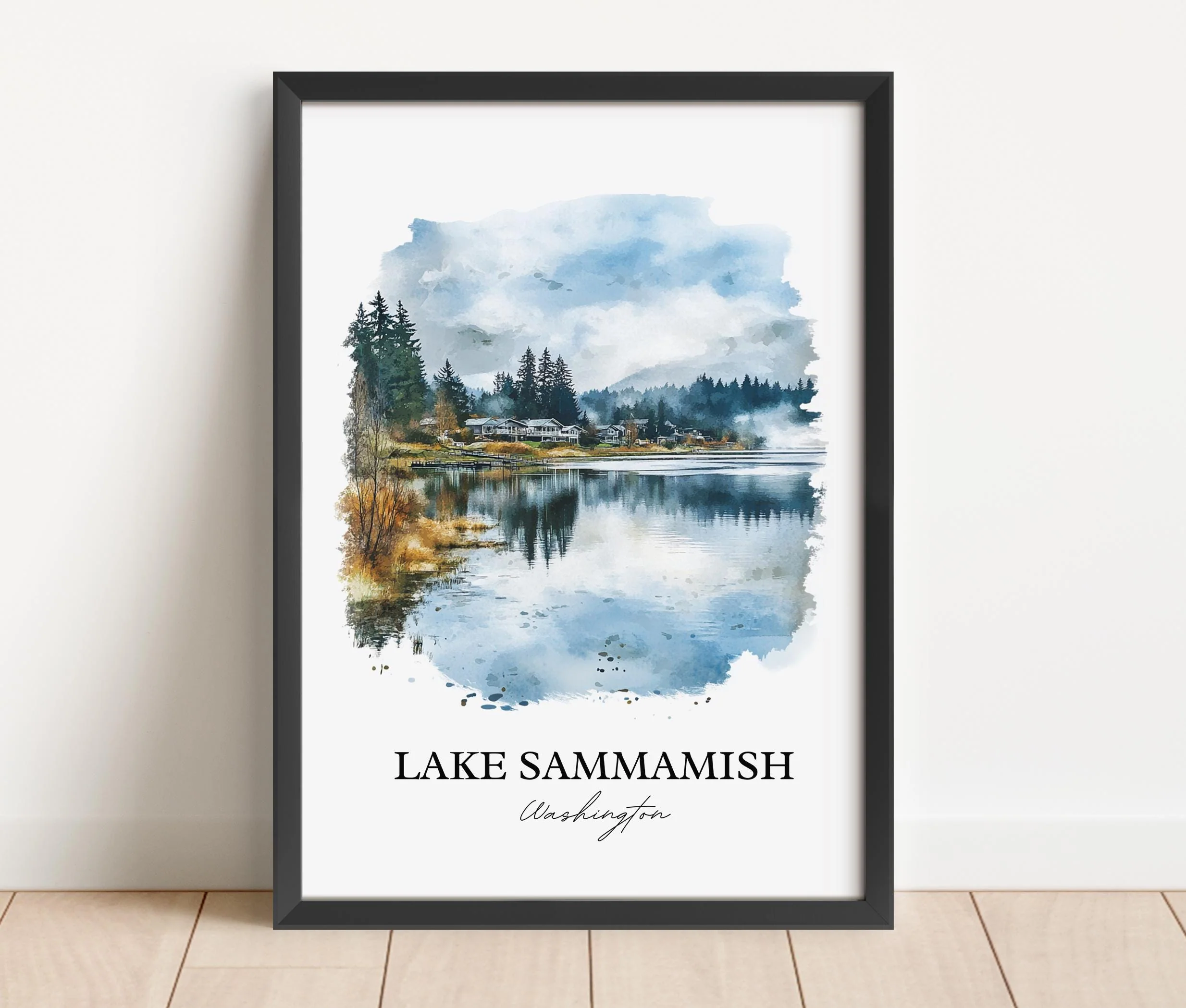 Lake Sammamish, USA – Watercolor Art Print - Image 6