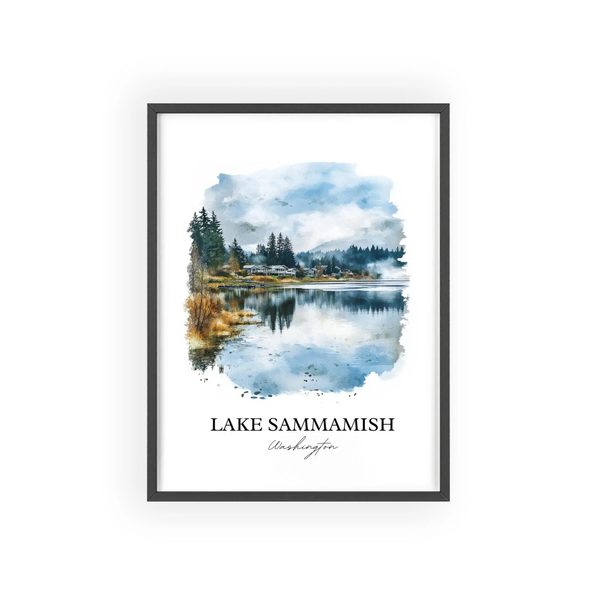 Lake Sammamish, USA – Watercolor Art Print - Image 7
