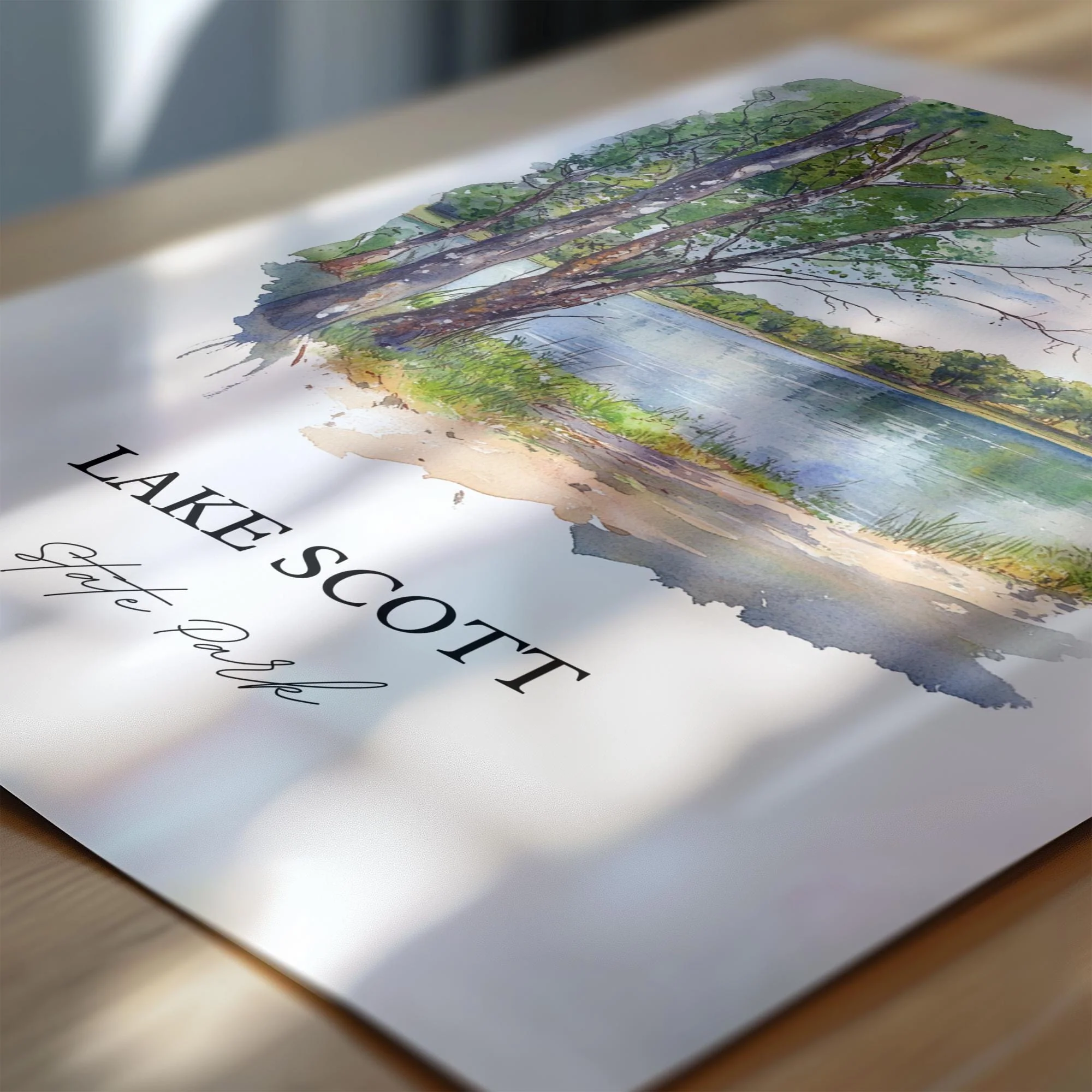 Lake Scott, Kansas, USA – Watercolor Art Print - Image 2