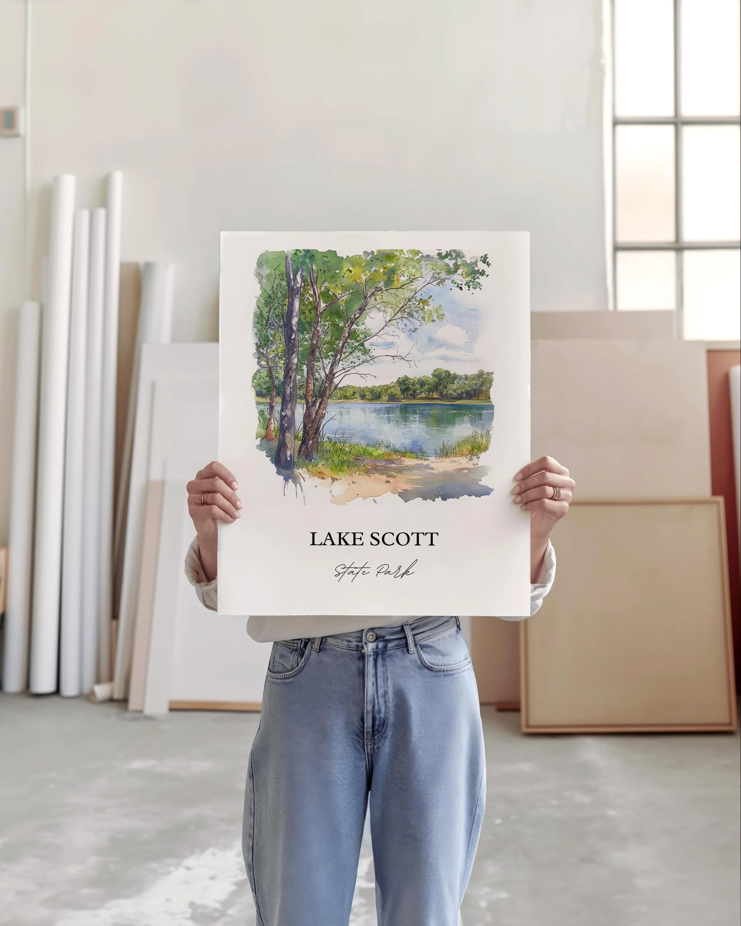 Lake Scott, Kansas, USA – Watercolor Art Print - Image 4