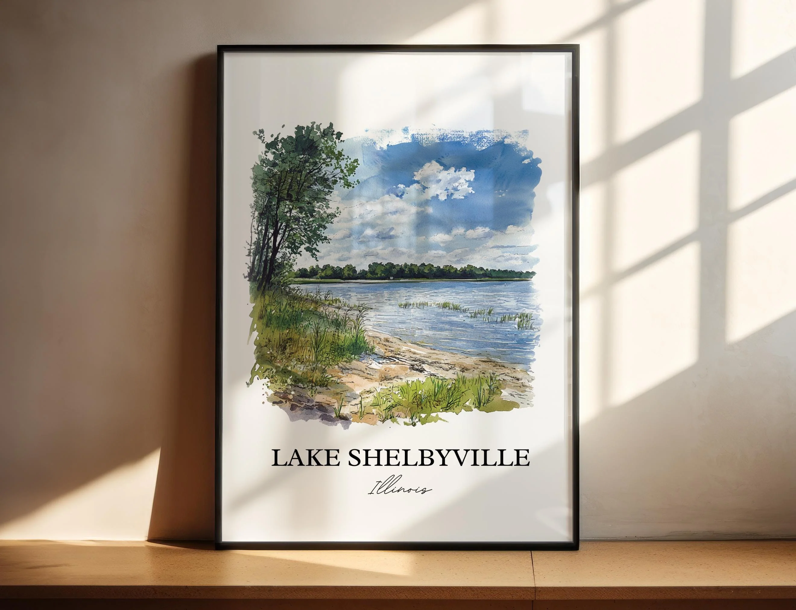 Lake Shelbyville, Illinois – Watercolor Art Print