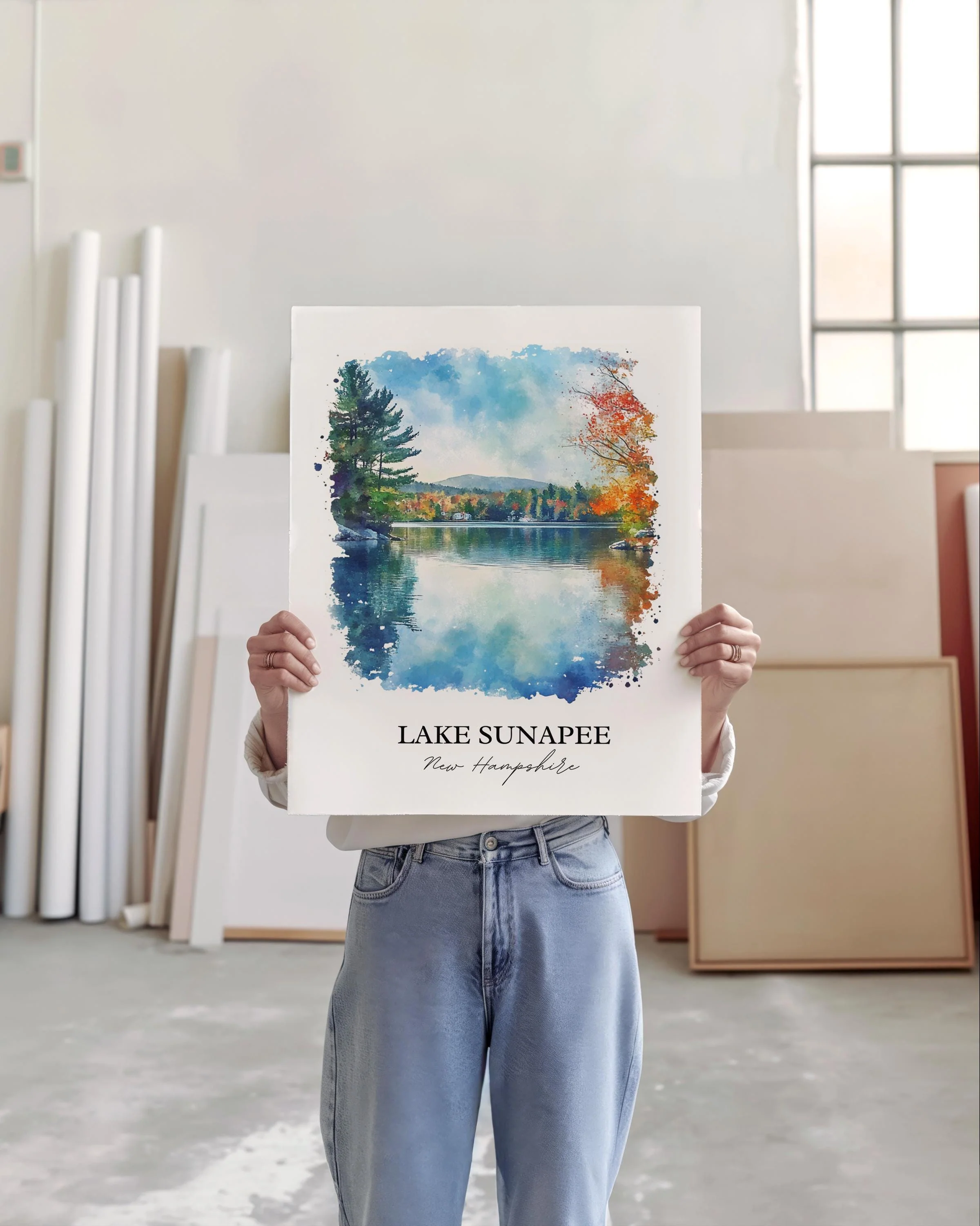 Lake Sunapee, USA – Watercolor Art Print - Image 3
