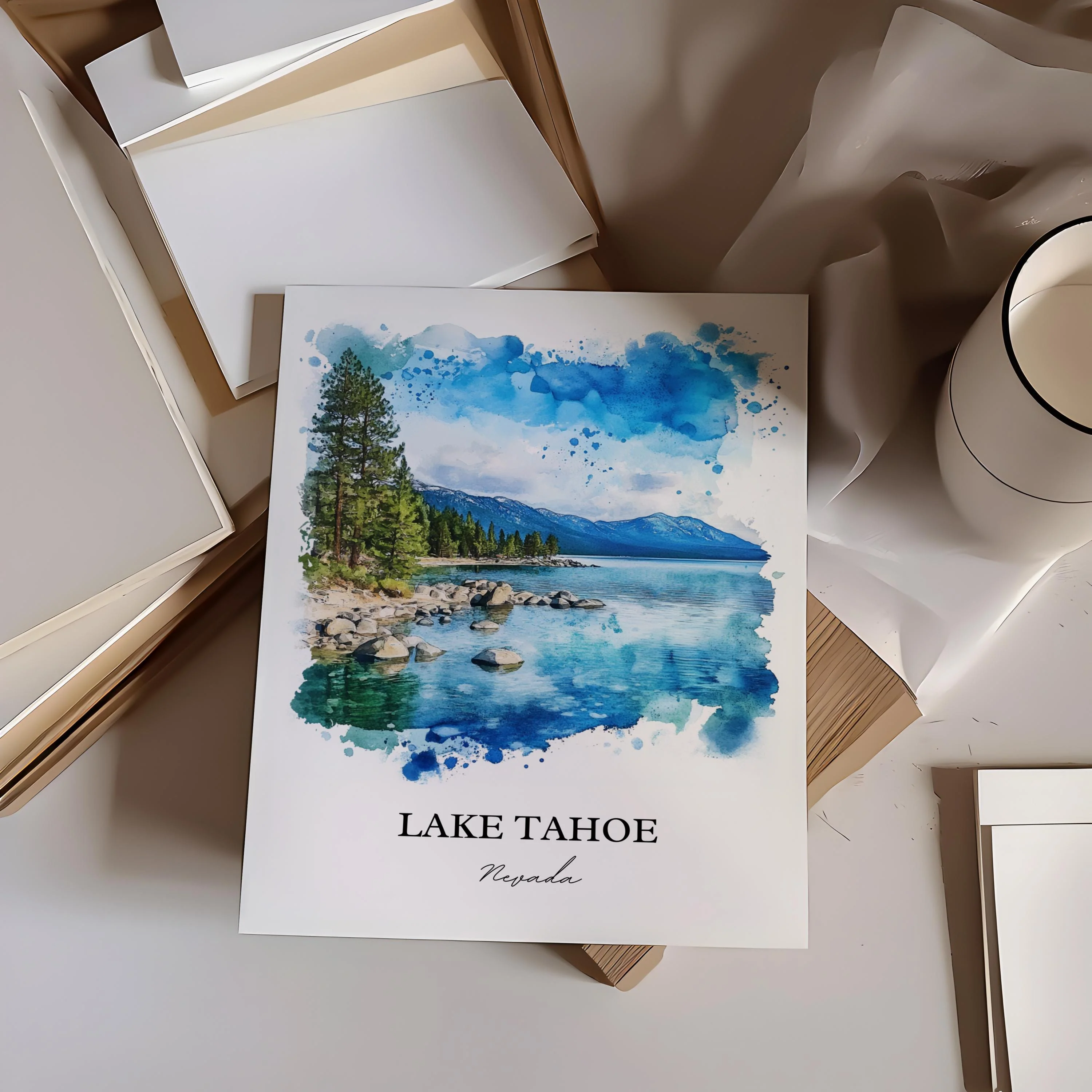 Lake Tahoe, USA – Watercolor Art Print - Image 5