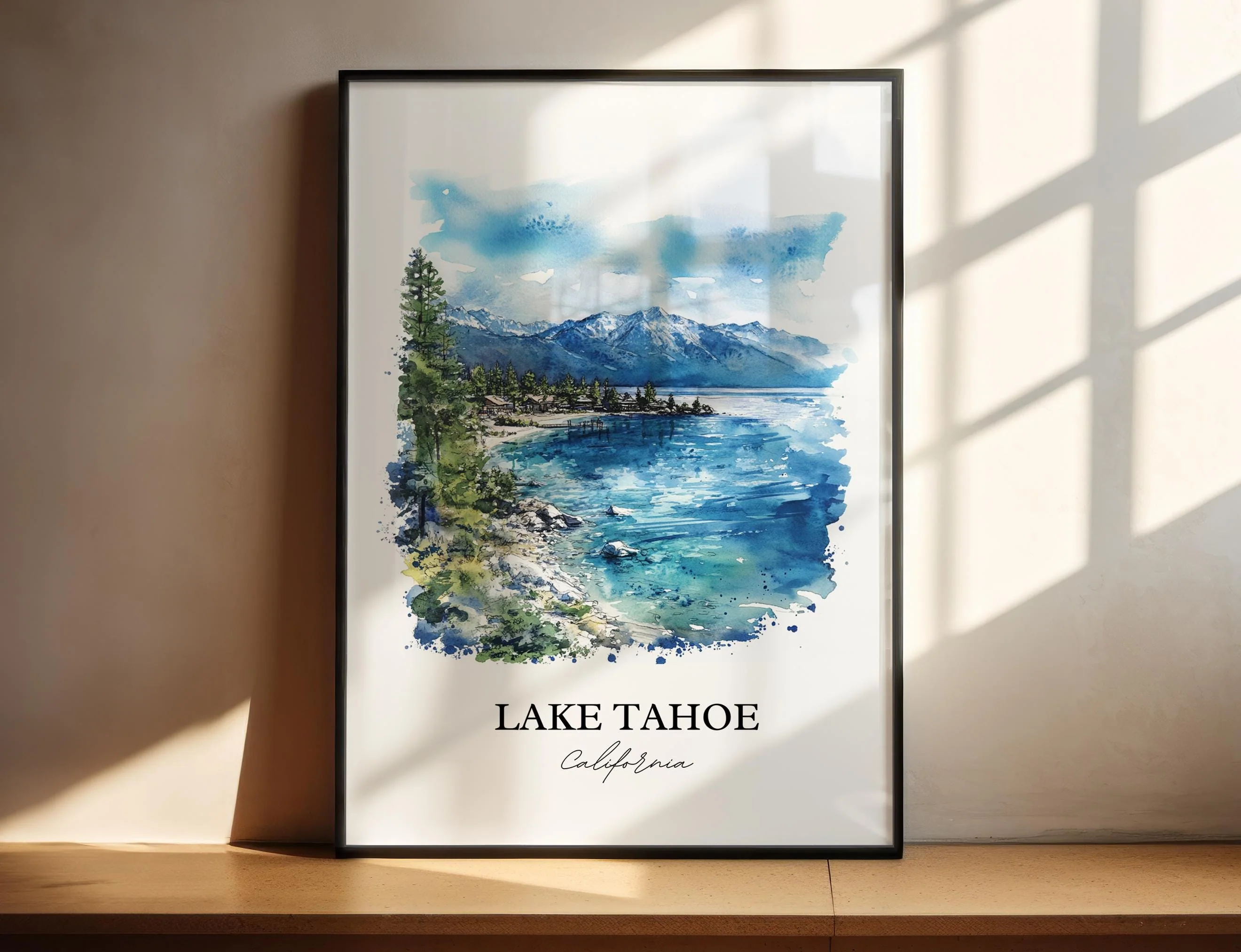 Lake Tahoe, USA – Watercolor Art Print
