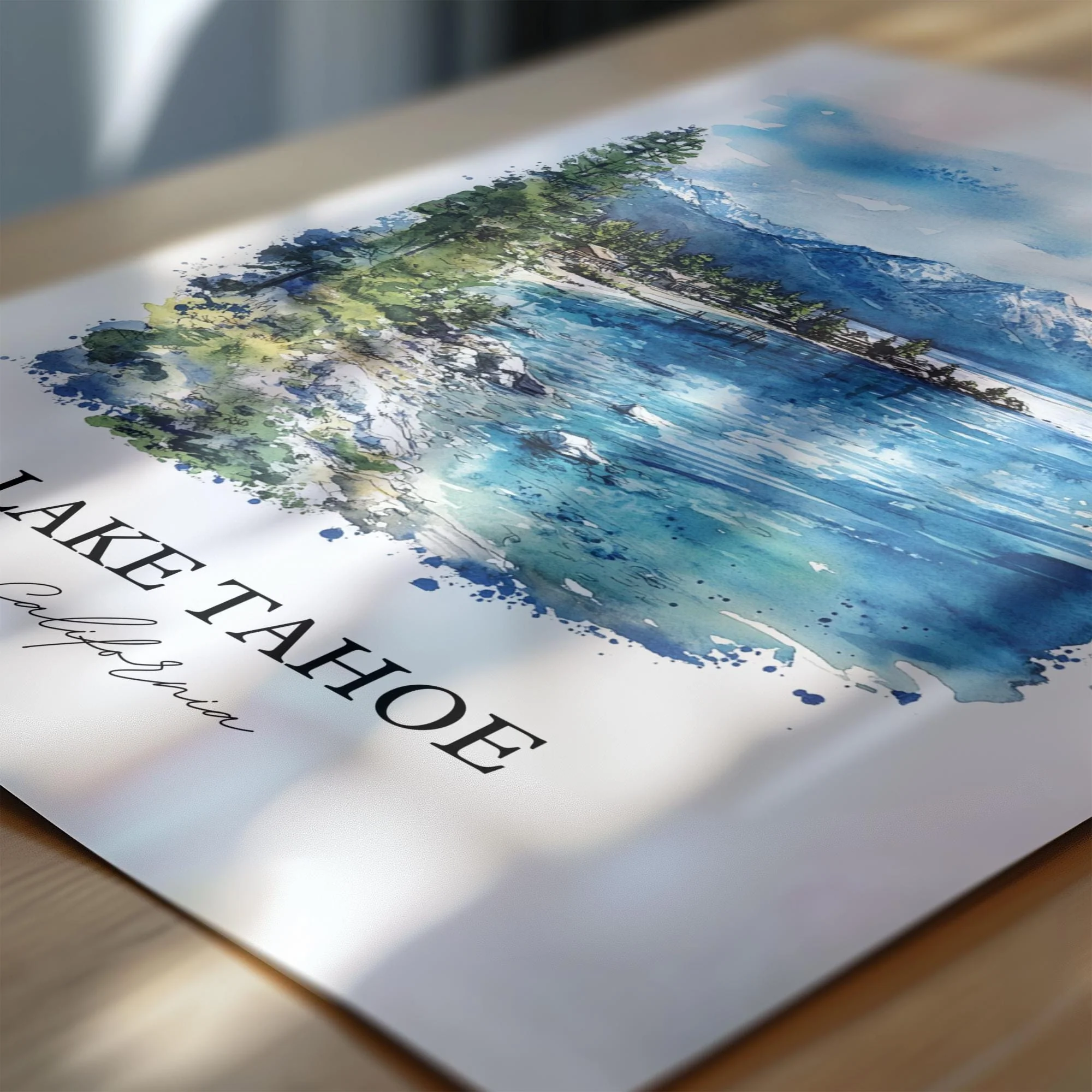 Lake Tahoe, USA – Watercolor Art Print - Image 2