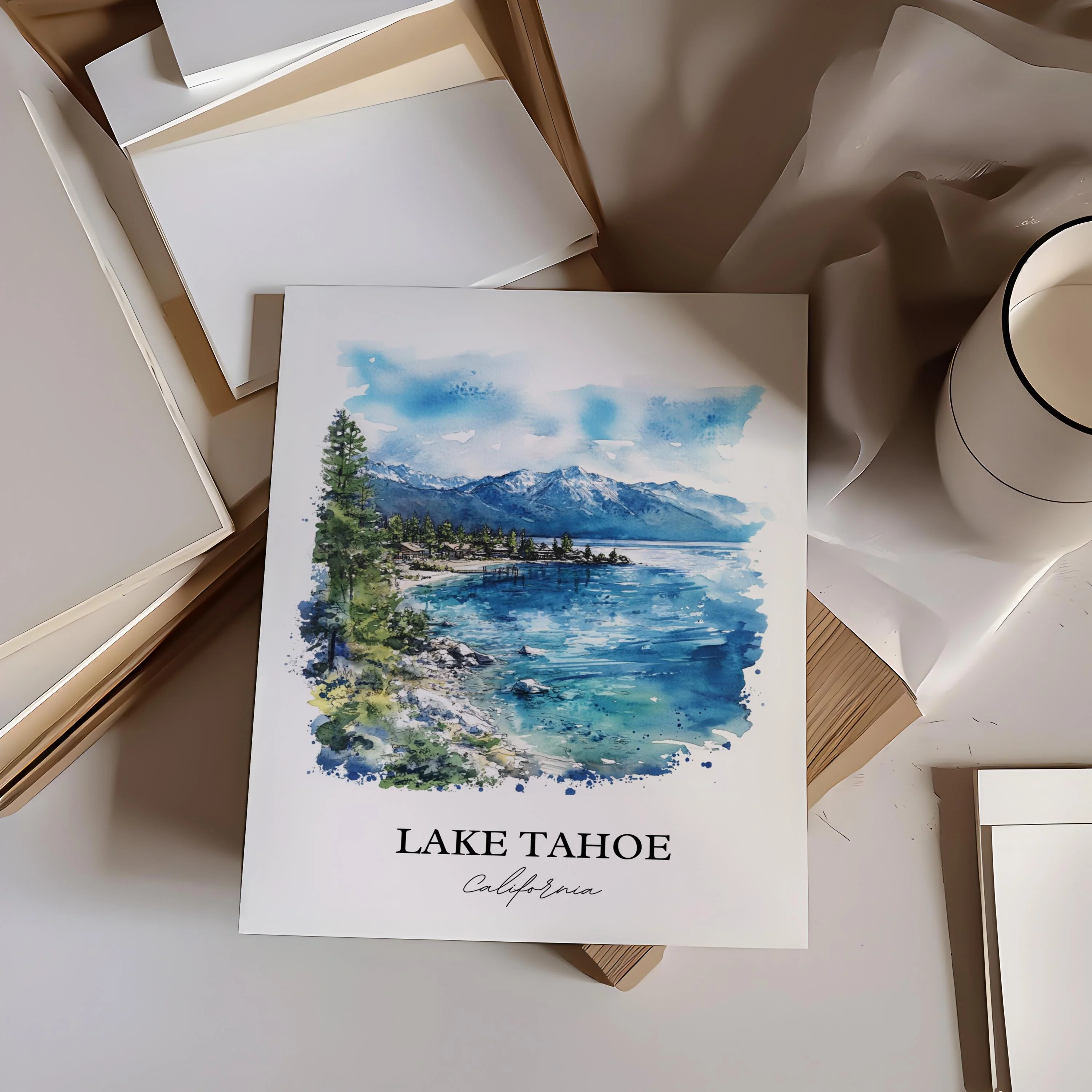 Lake Tahoe, USA – Watercolor Art Print - Image 6