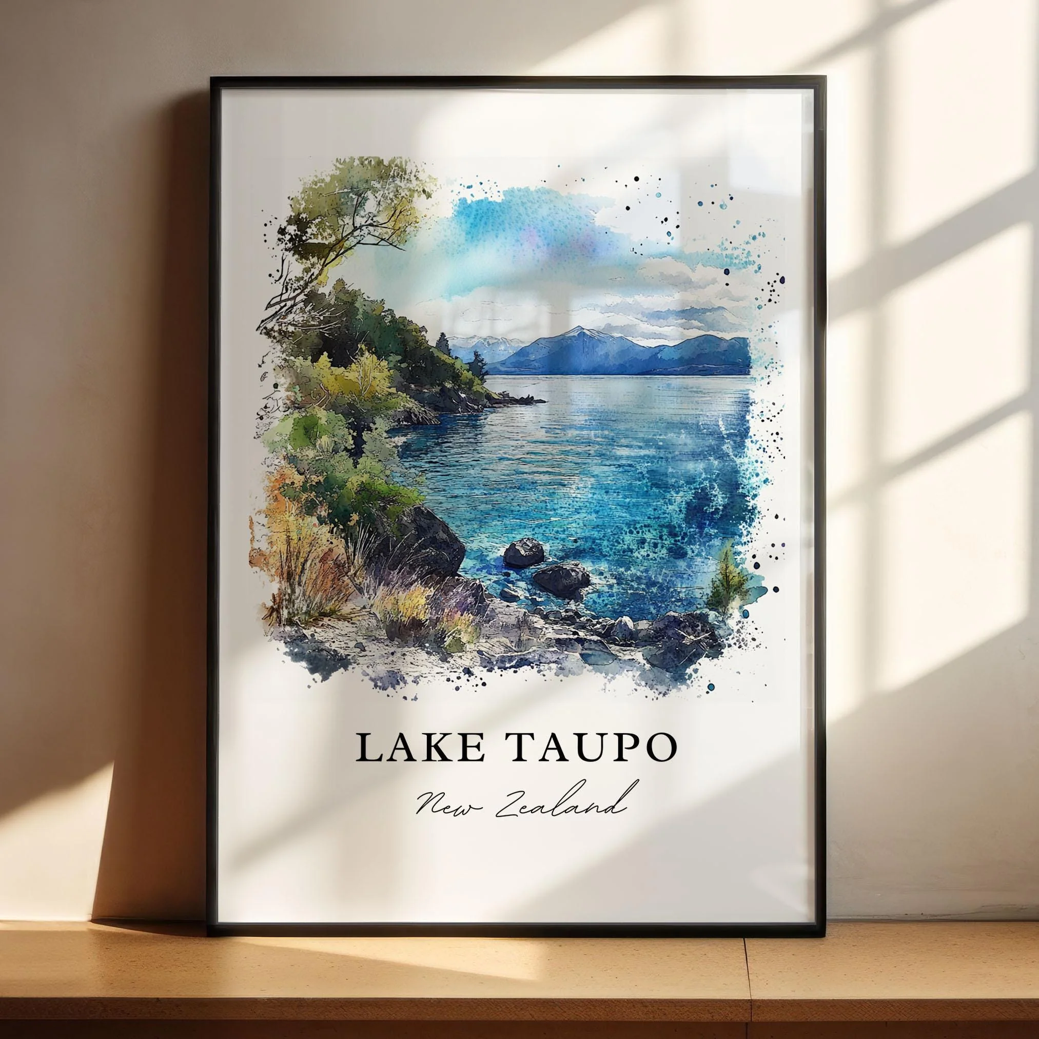 Lake Taupo, New Zealand – Watercolor Art Print - Image 4
