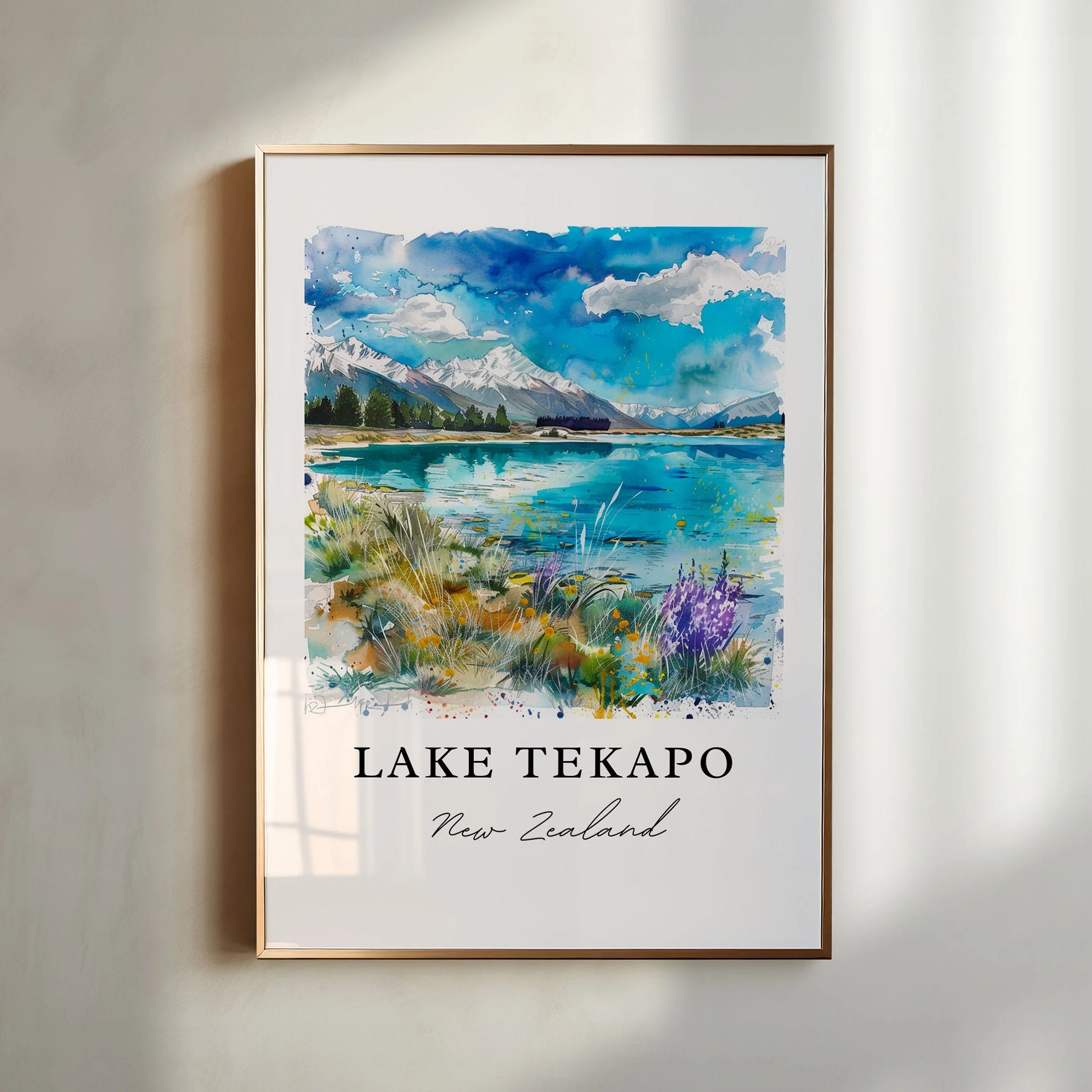 Lake Tekapo, New Zealand – Watercolor Art Print