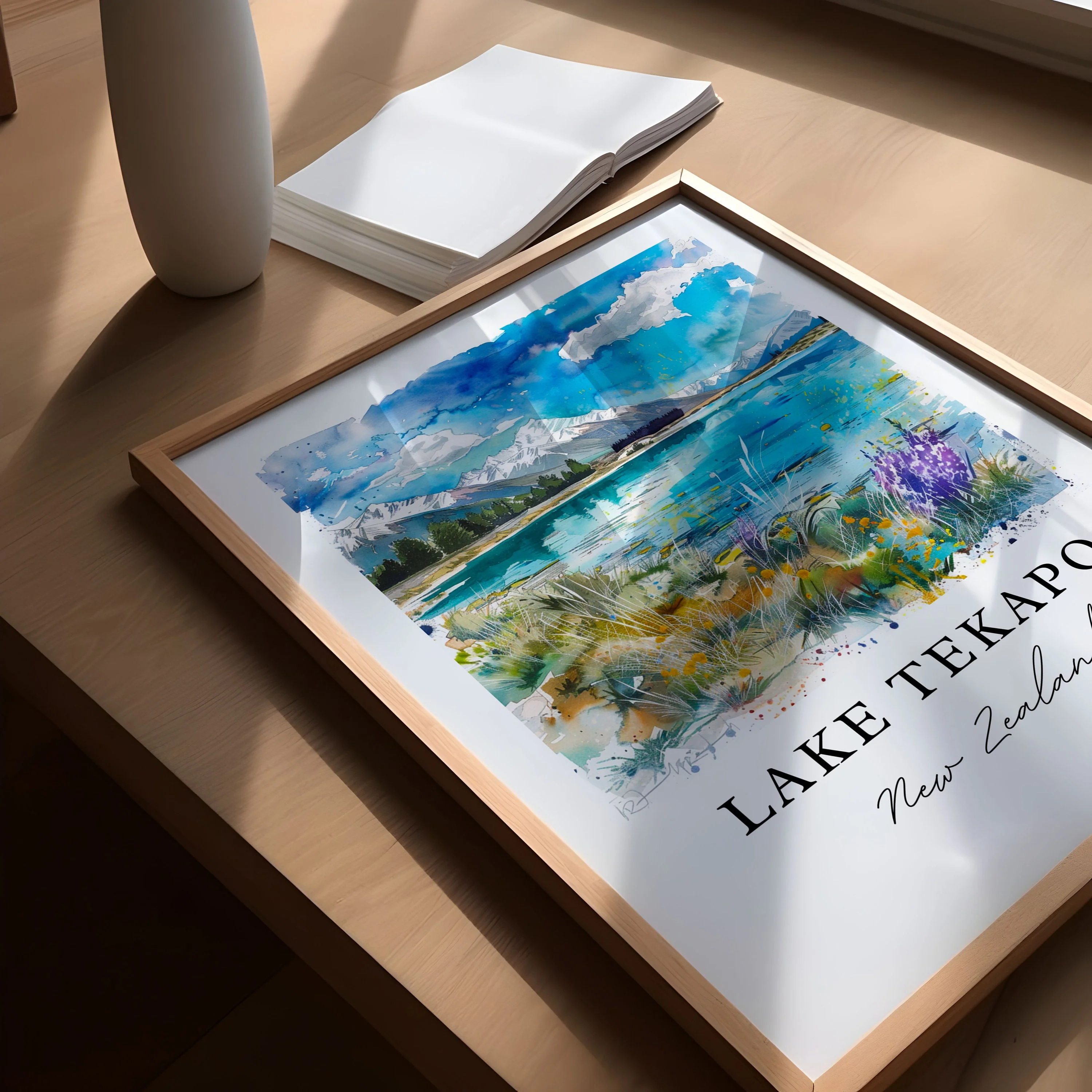Lake Tekapo, New Zealand – Watercolor Art Print - Image 3