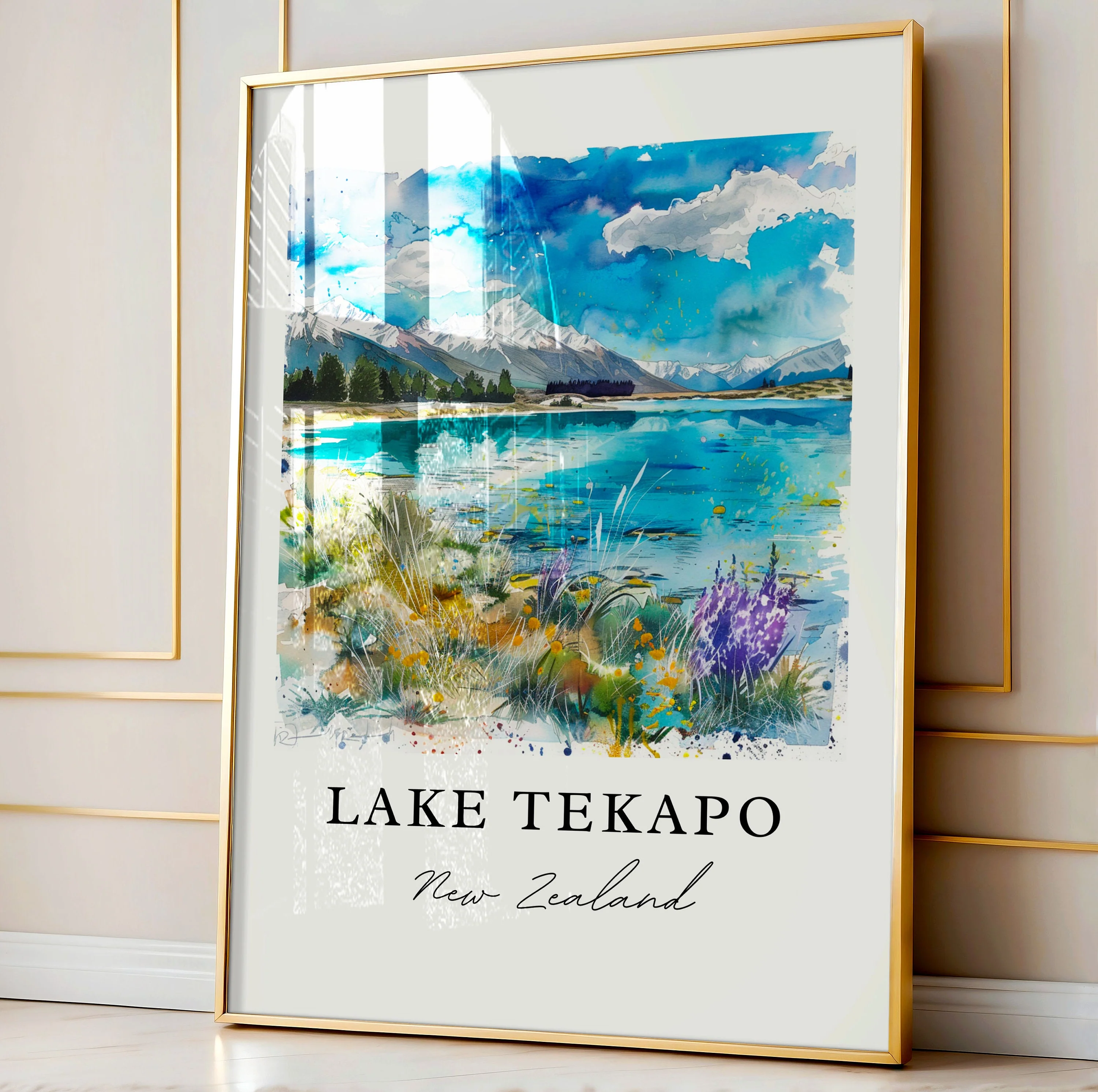 Lake Tekapo, New Zealand – Watercolor Art Print - Image 4