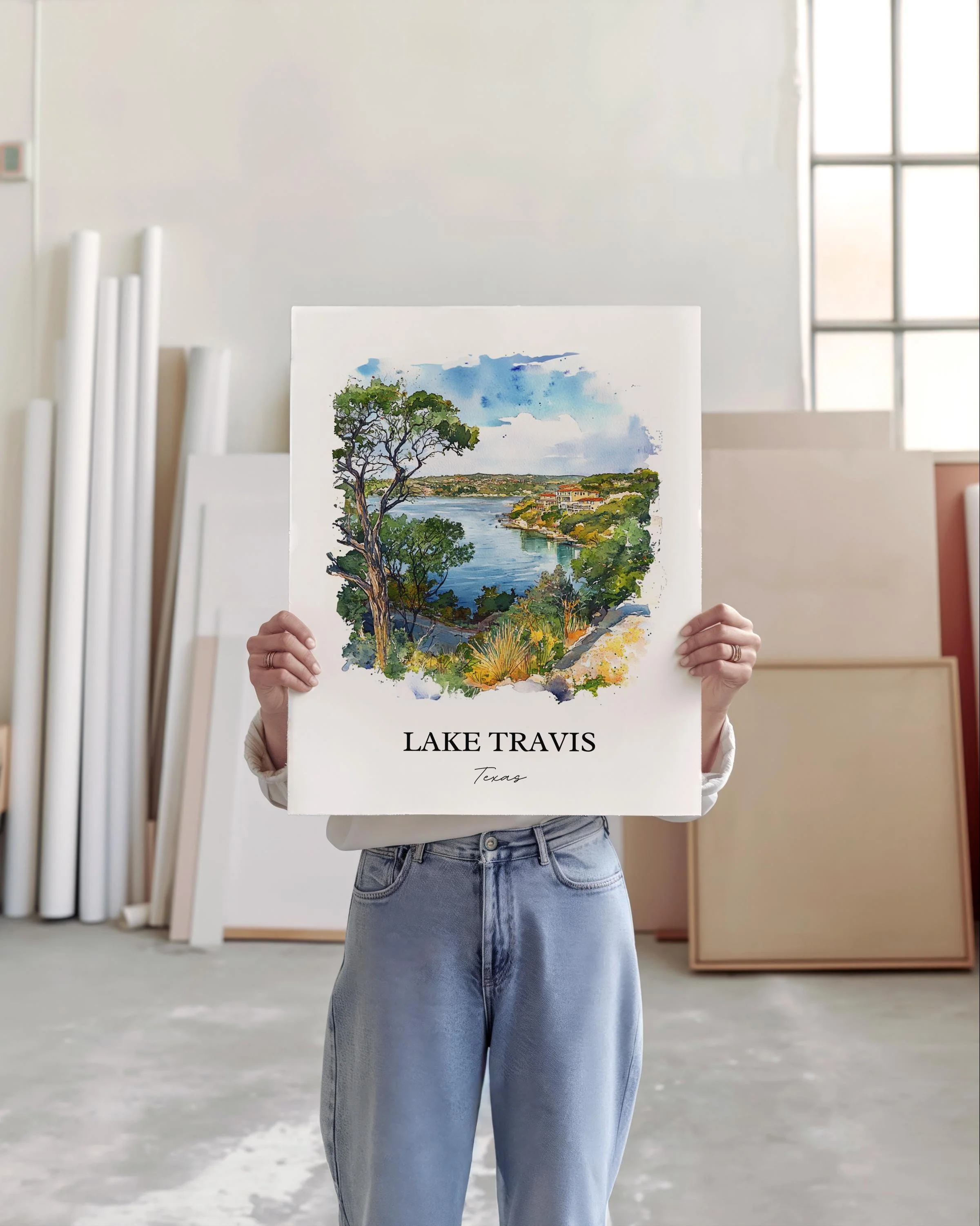 Lake Travis, Texas – Watercolor Art Print - Image 4