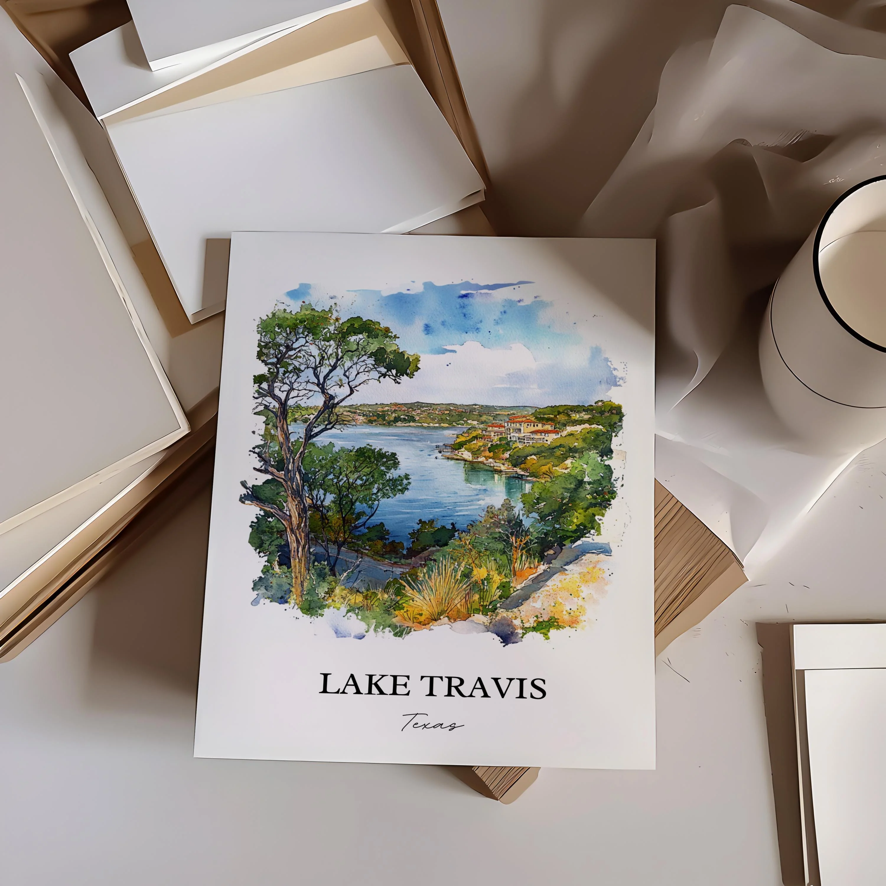 Lake Travis, Texas – Watercolor Art Print - Image 5
