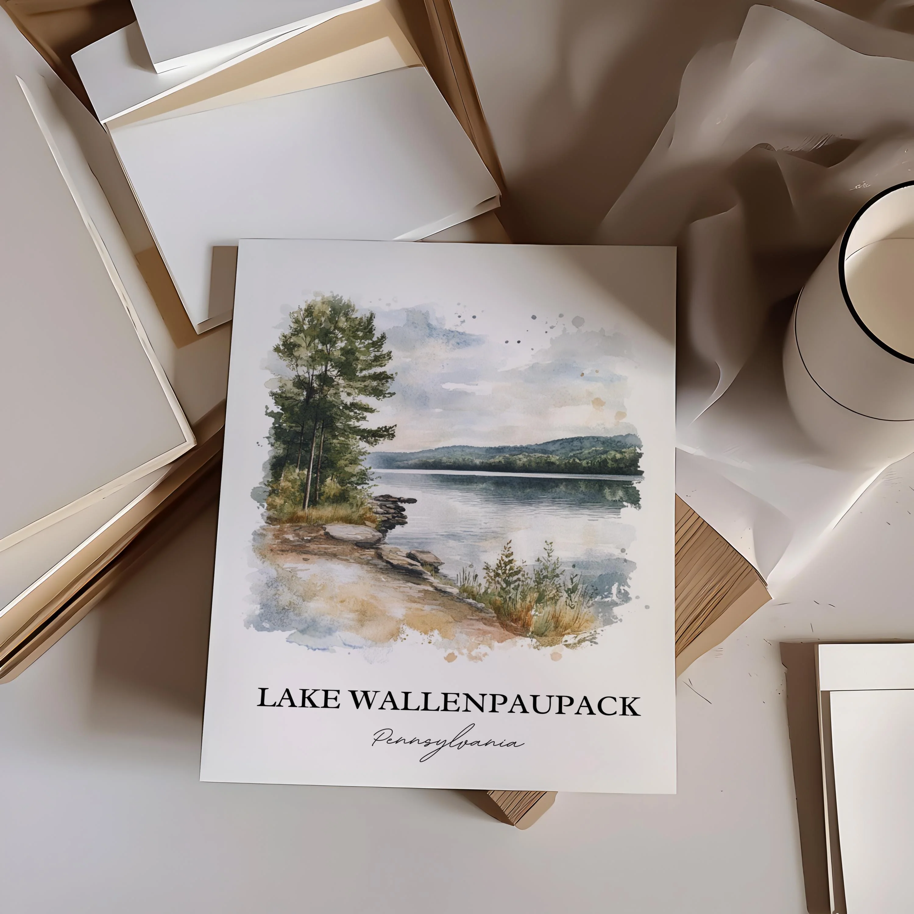 Lake Wallenpaupack, USA – Watercolor Art Print - Image 2