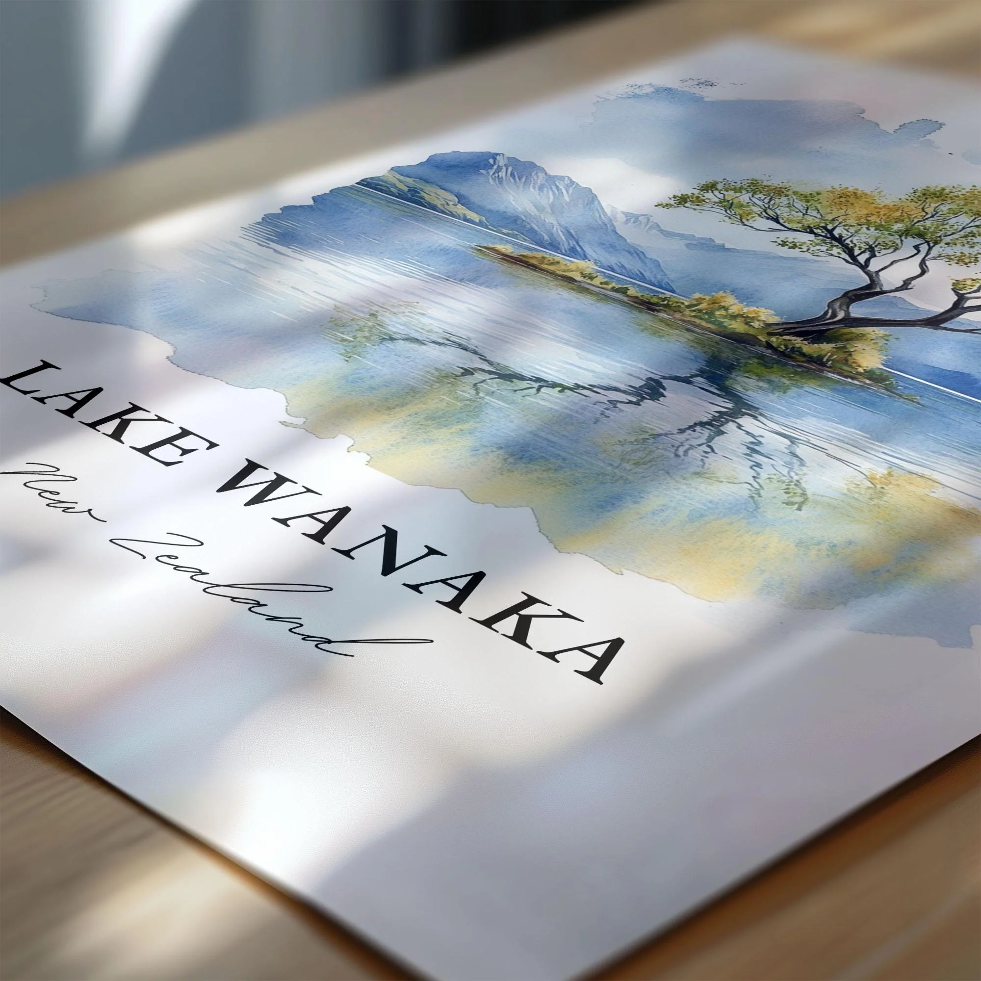 Lake Wanaka, New Zealand – Watercolor Art Print - Image 2
