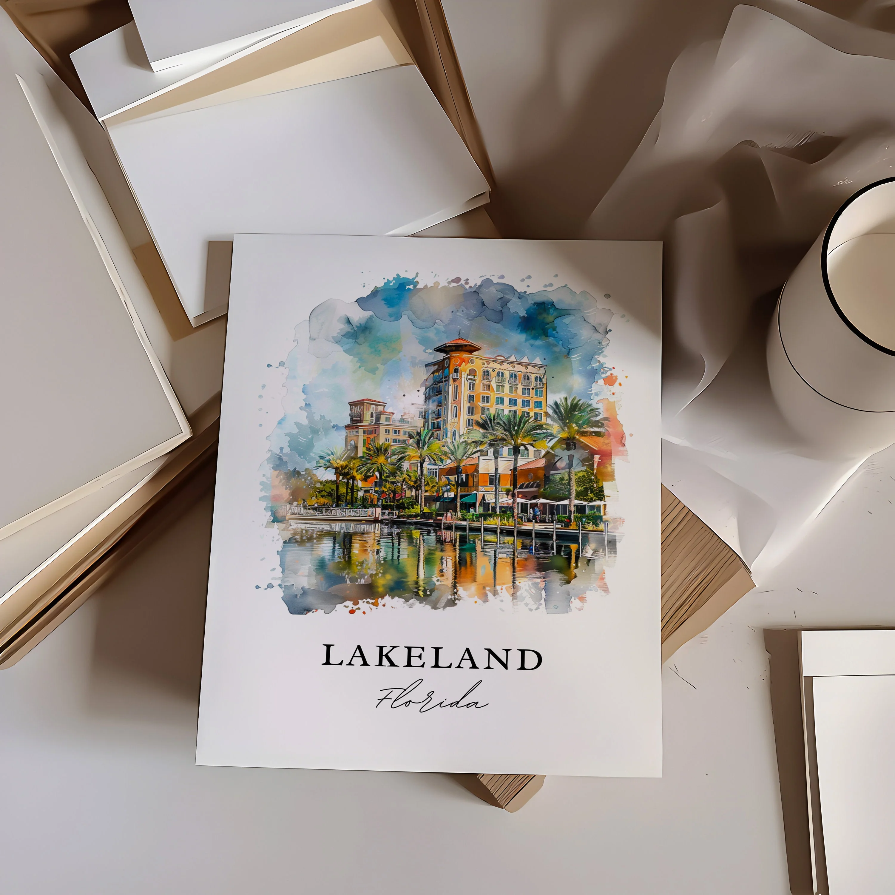 Lakeland, Florida, Florida – Watercolor Art Print - Image 2