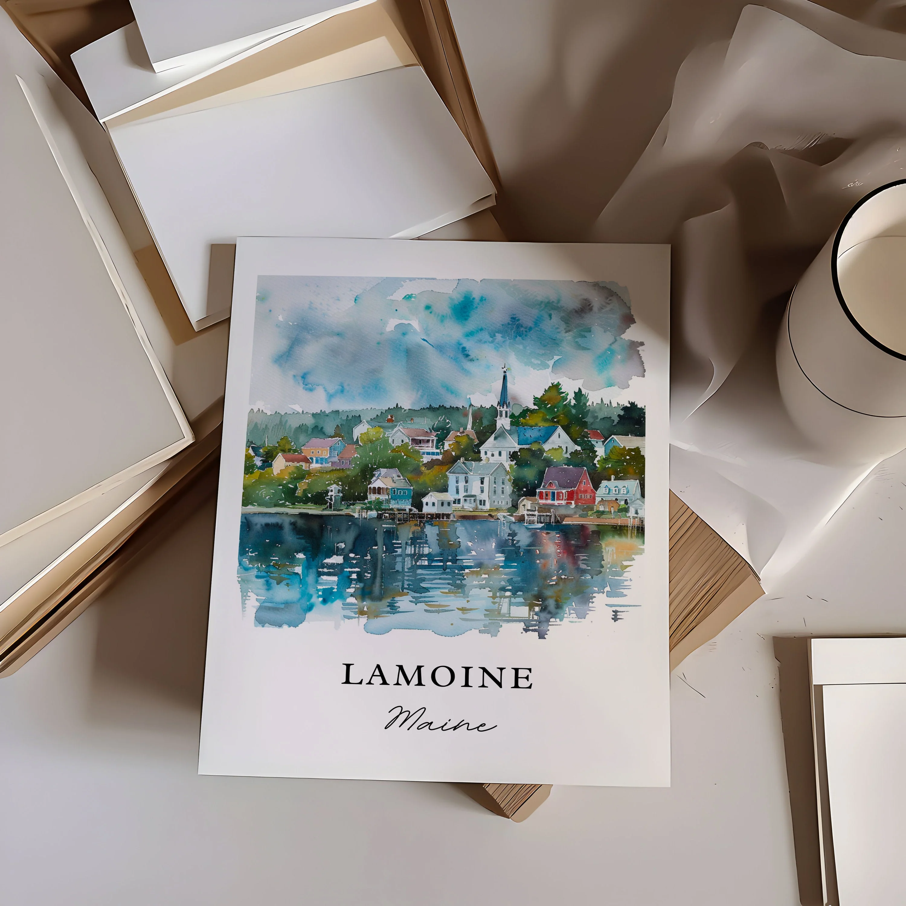 Lamoine, Maine – Watercolor Art Print - Image 2
